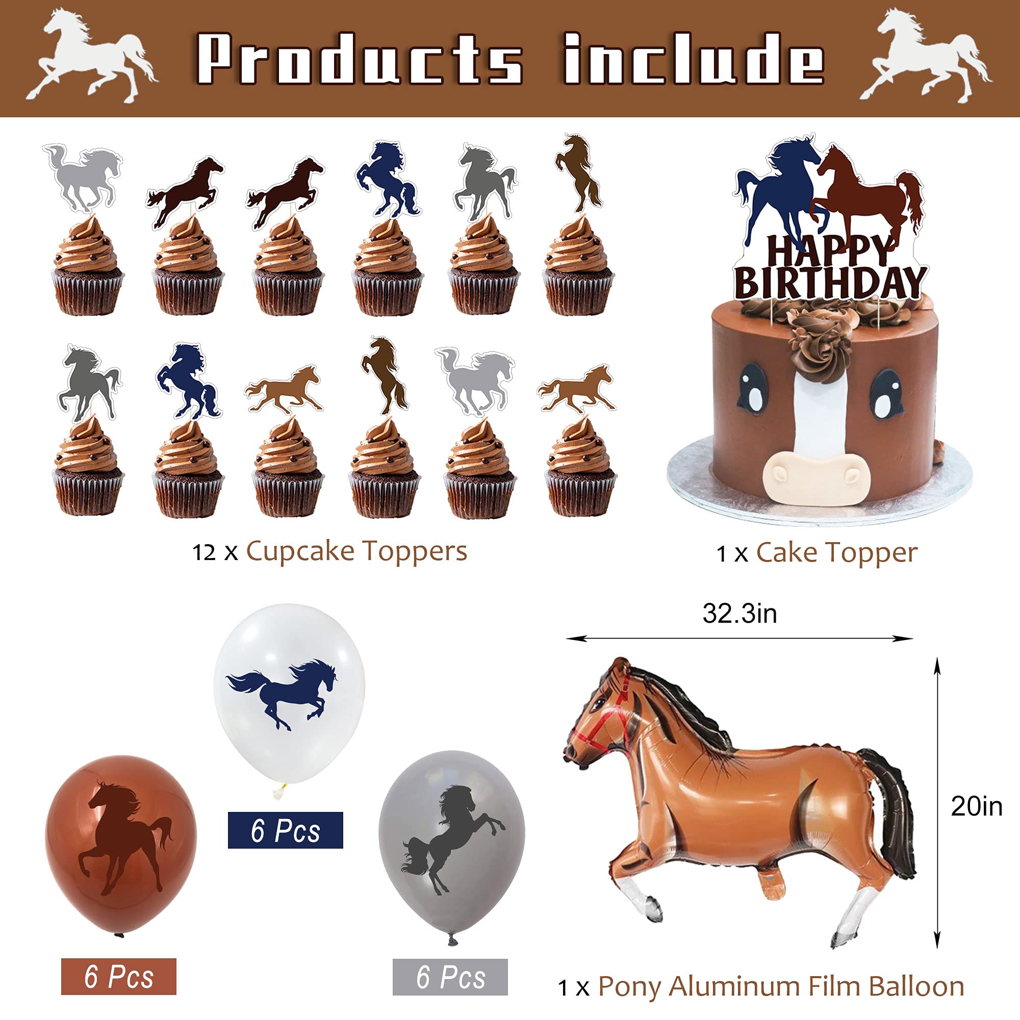 Buy Horse Birthday Party Decorations with Horse Felt Garland, Happy