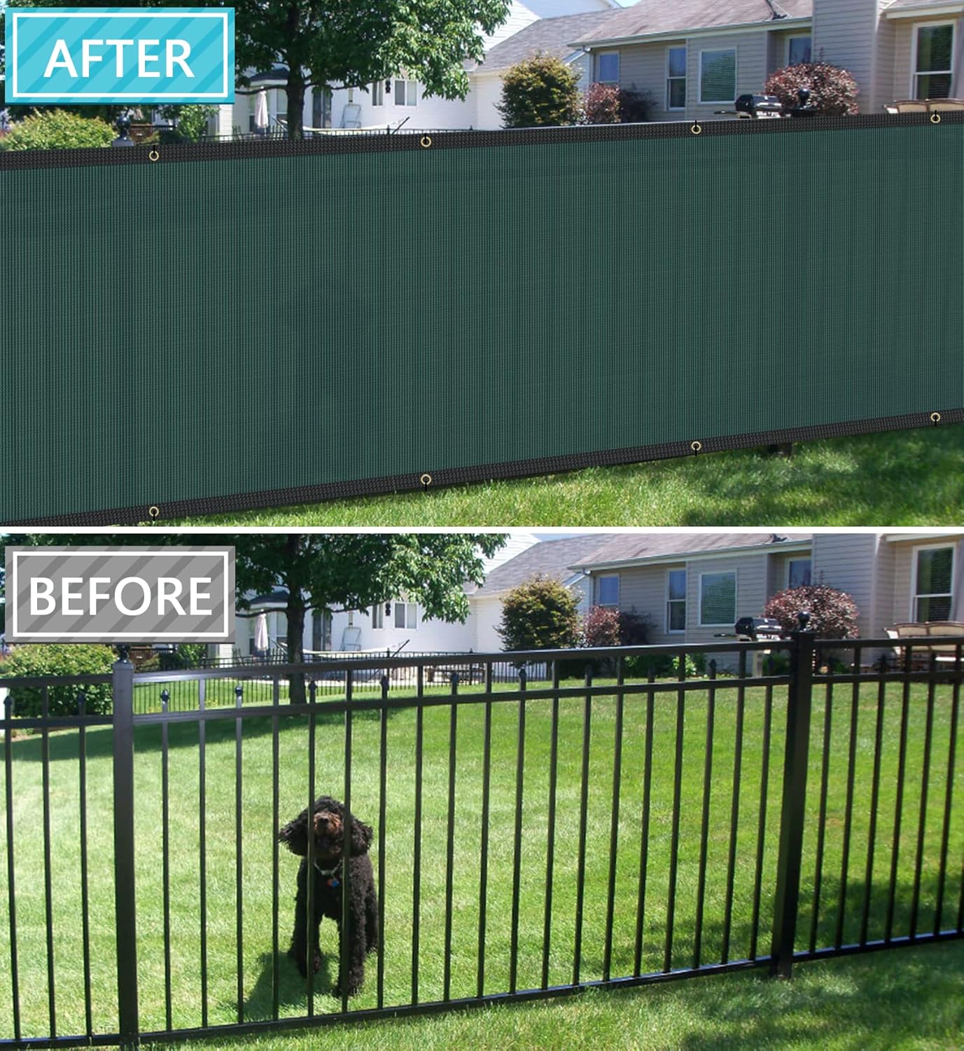 Coarbor 7'x2' Privacy Fence Screen Cover Mesh Blocker with Brass Grommets 180GSM Heavy Duty Fencing for Outdoor Back Yard Patio and Deck Backyard Garden Blocking Neighbor Green