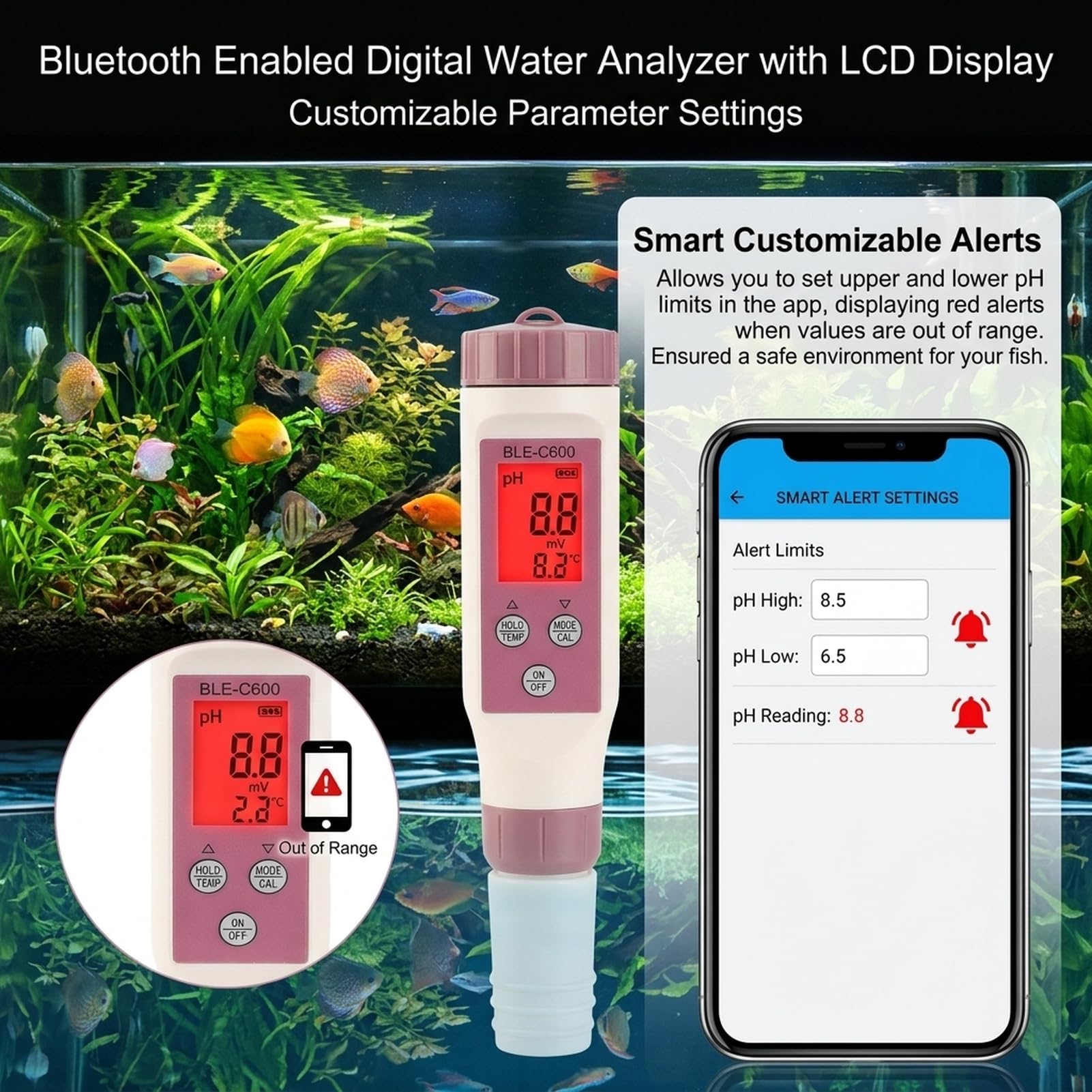 7 in 1 tester di qualità 'acqua, misuratore di salinità Digital PH TDS ORP, penna accurata per il test 'acqua per, piscine e acqua potabile