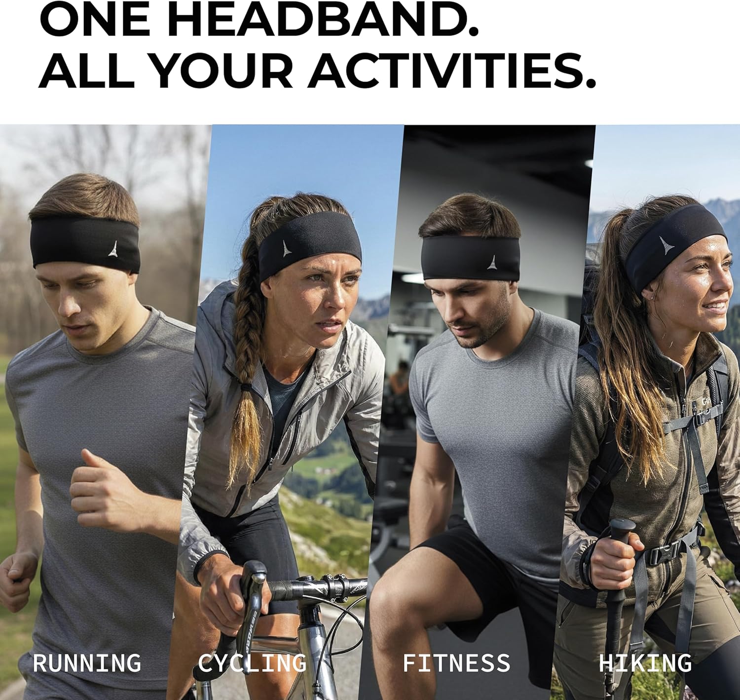 French Fitness Revolution - Stretchy Sports Headband for Men & Women - Guys Sweatband for Running, Cycling, Basketball, Yoga, Fitness - Moisture Wicking Workout Hairband - Made in Europe