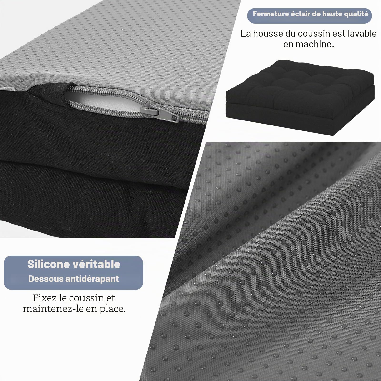 GOFORIT Coussin d'assise avec coussin de dossier, rehausseur de siège pour personnes âgées, double couche en mousse à mémoire de forme, coussin lombaire ergonomique pour fauteuil, canapé, chaise