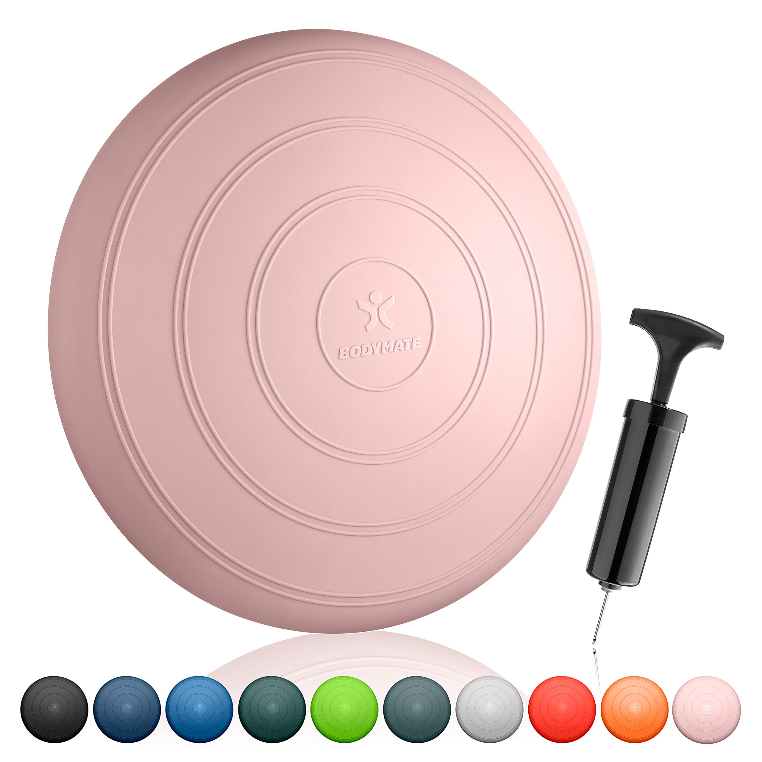 BODYMATE Coussin d'équilibre Comfort Ø33cm + Pompe Incluse - Coussin Gonflable pour Core Training, Fitness, rééducation