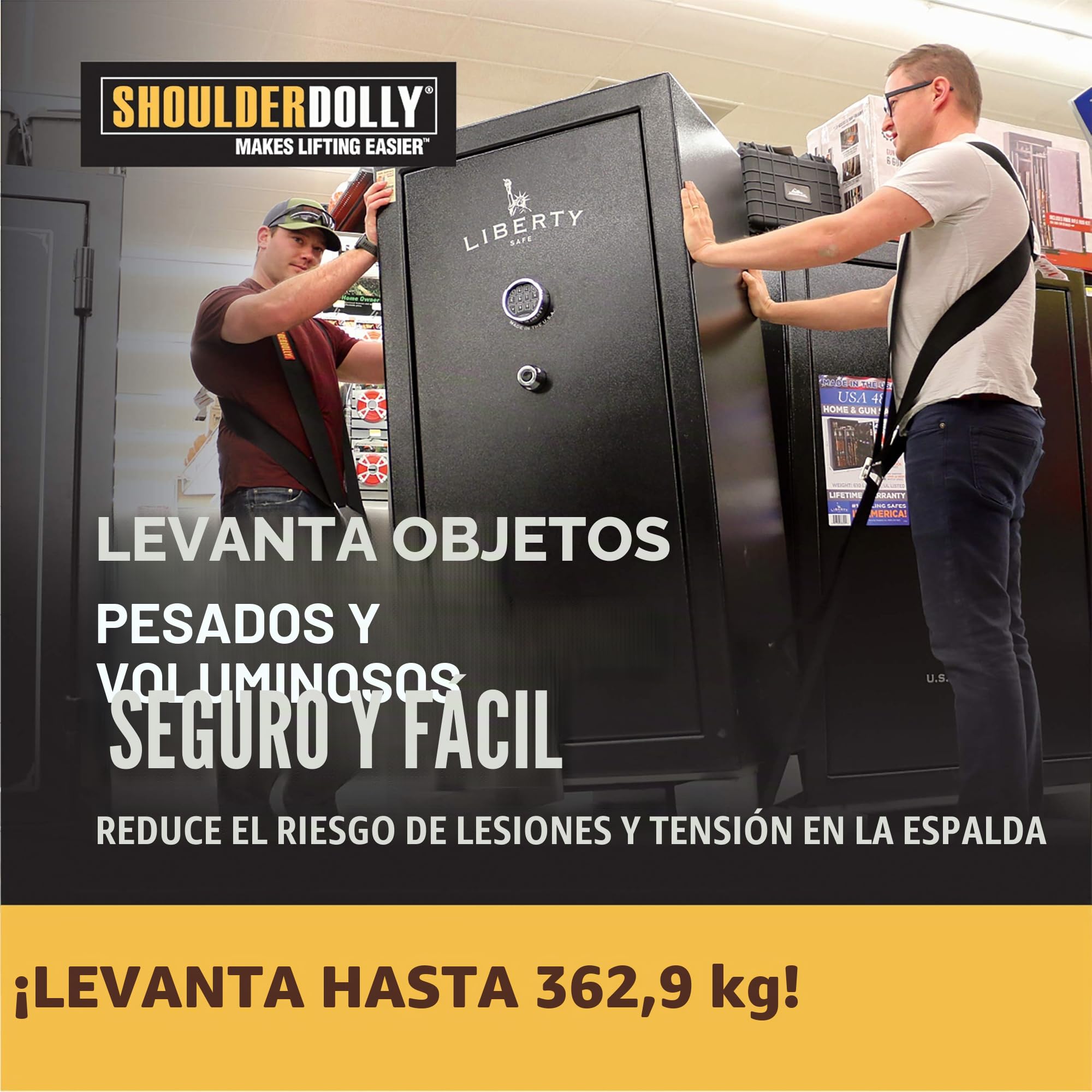SHOULDER DOLLY correa de hombro para 2 personas, cinturón de transporte de 370 kg y 3,65 m
