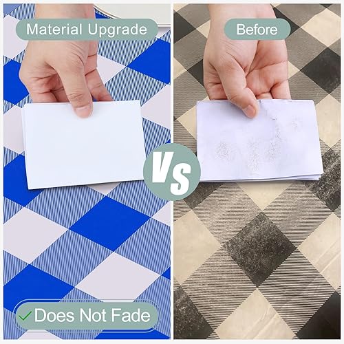 Miniatura 3 de misaya Mantel redondo de vinilo impermeable, mantel con parte trasera de franela de búfalo, mantel de plástico lavable para cena, cocina, picnic (60