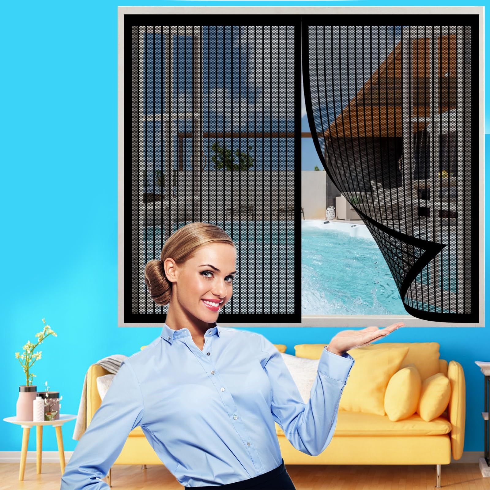 Moustiquaire magnétique fenêtre 70x130 cm rideau anti-moustique noir