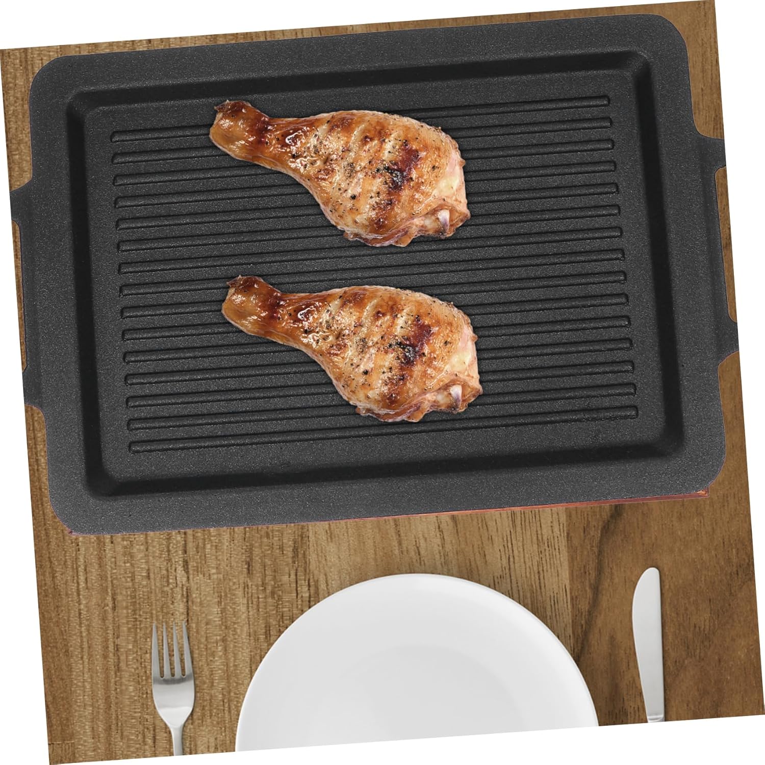 Korean-style Non-stick Barbecue Grill Pan Aluminum Baking Tray for Indoor Outdoor Cooking for Steak and Lamb Chops Food-grade Material