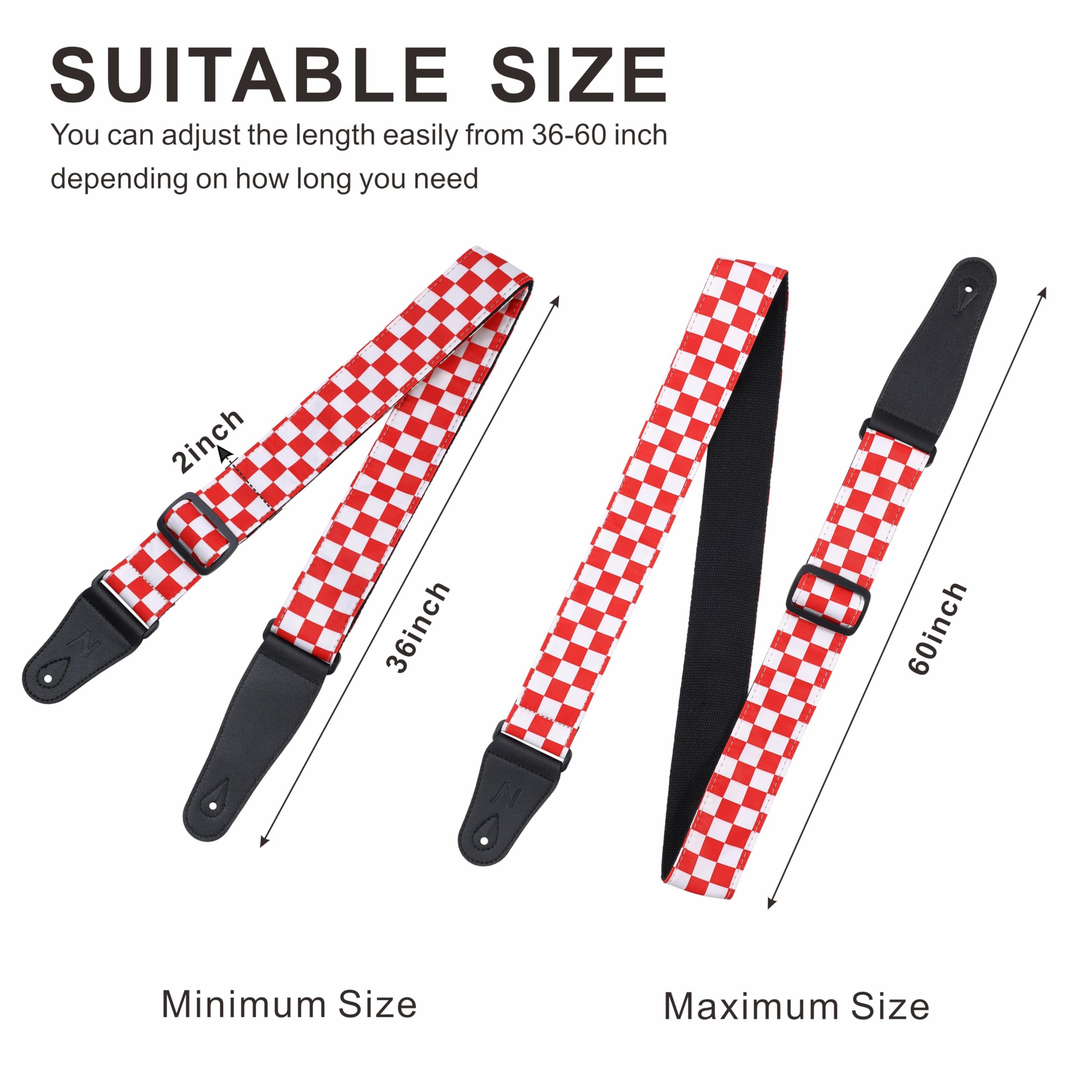 Nefelibata Guitar Strap-2" Wide Double Layer Cotton Original Design Adjustable Guitar Straps with Long Leather Ends for Bass Electric & Acoustic - Image 4