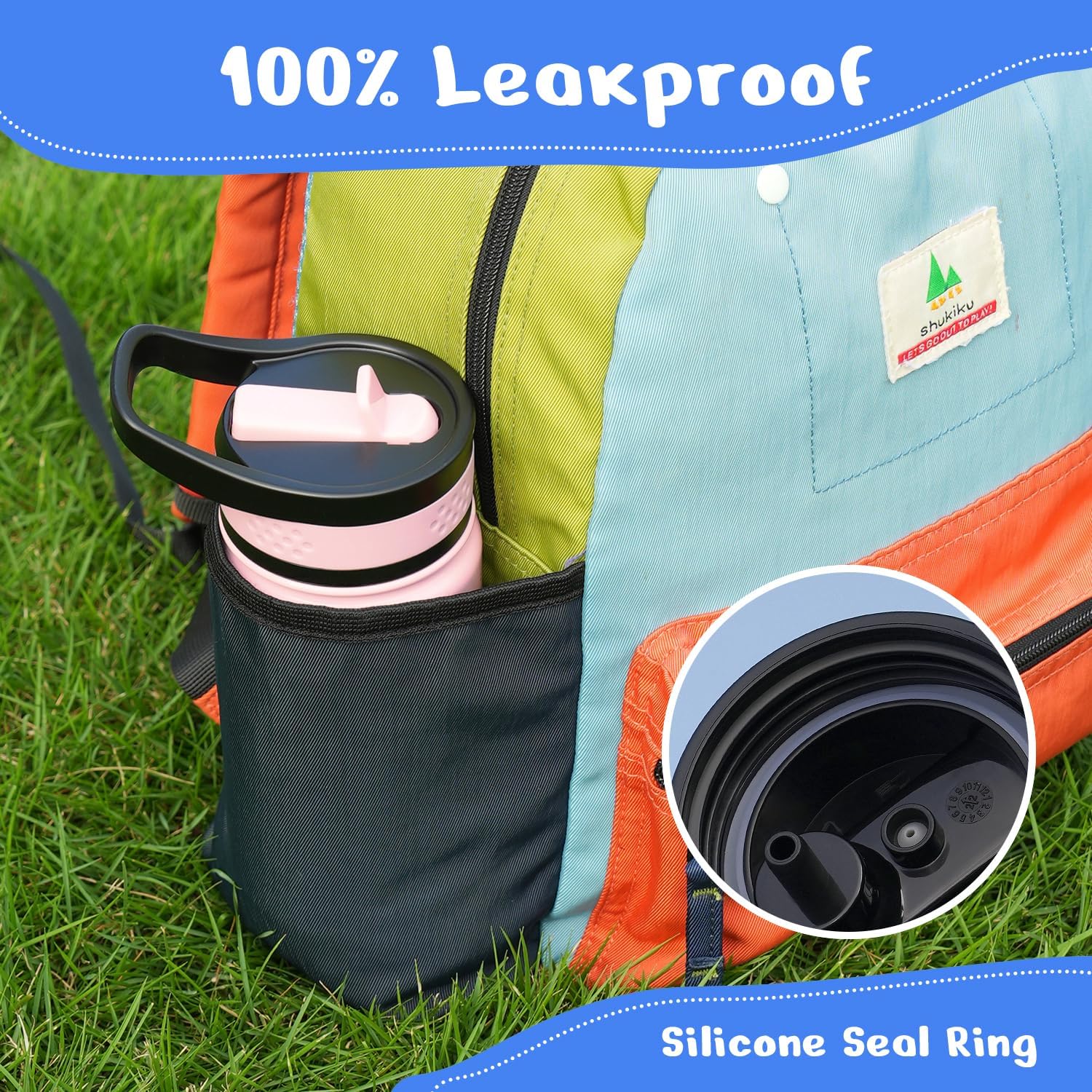 2 Pack Kids Water Bottle, BUZIO 14oz Insulated Stainless Steel Water Bottles with Tritan Straw Lid for toddler, Double Wall Leak Proof Lead-Free Drink Flask for School Boy Girl (Pink Unicorn+Blue Car) - Image 6