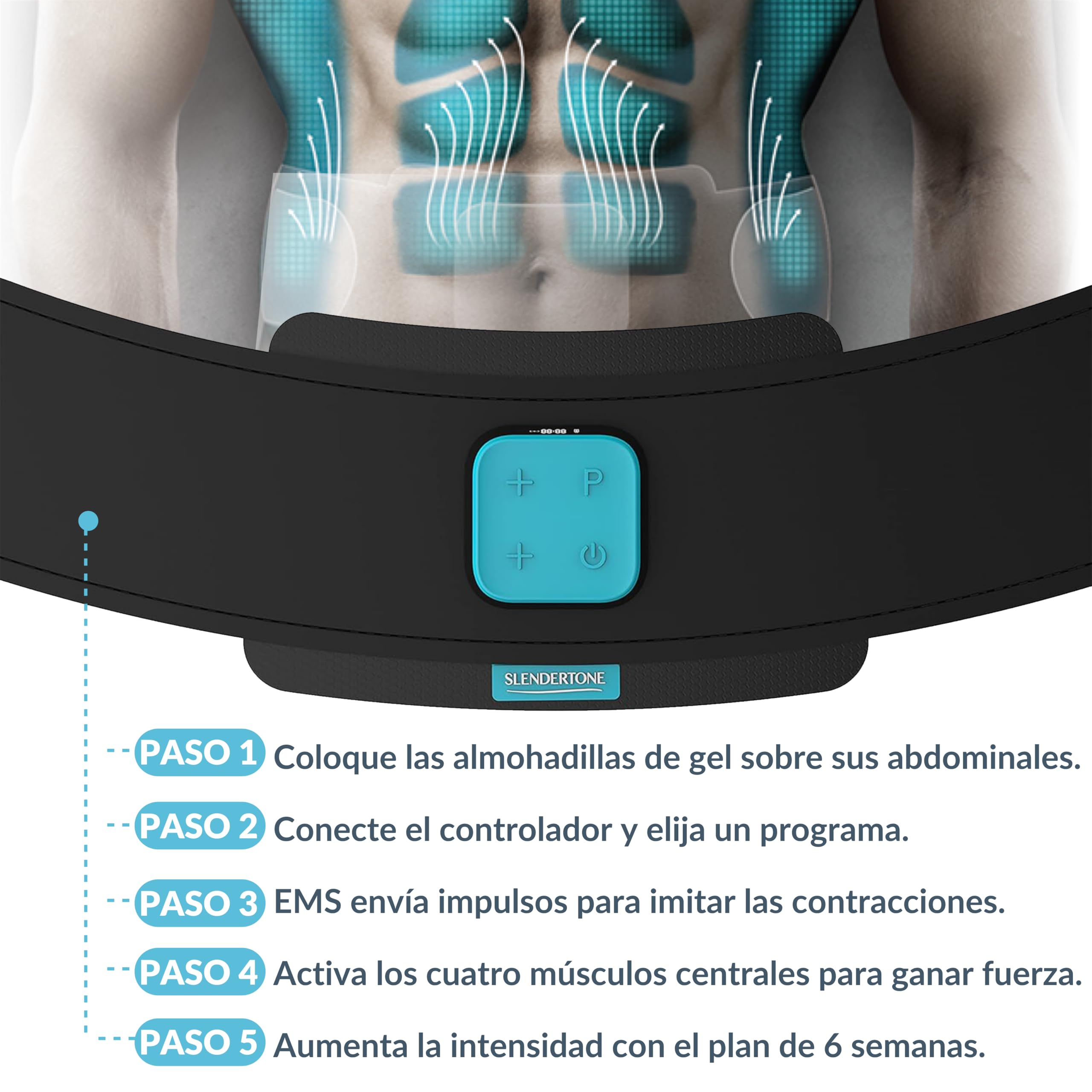 Slendertone Evolve Abs Cinturón de Tonificación Abdominal, Unisex Adulto, Negro, 61-107 cm, 0735-2000