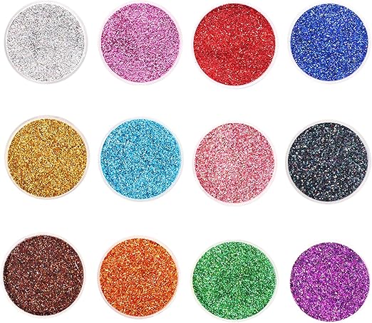 Holographic Glitter for Craft,Set of 12 Colors Fine Glitter,Laser Extra Fine for Resin Arts,Assorted for Body,0.3mm for Nail Art