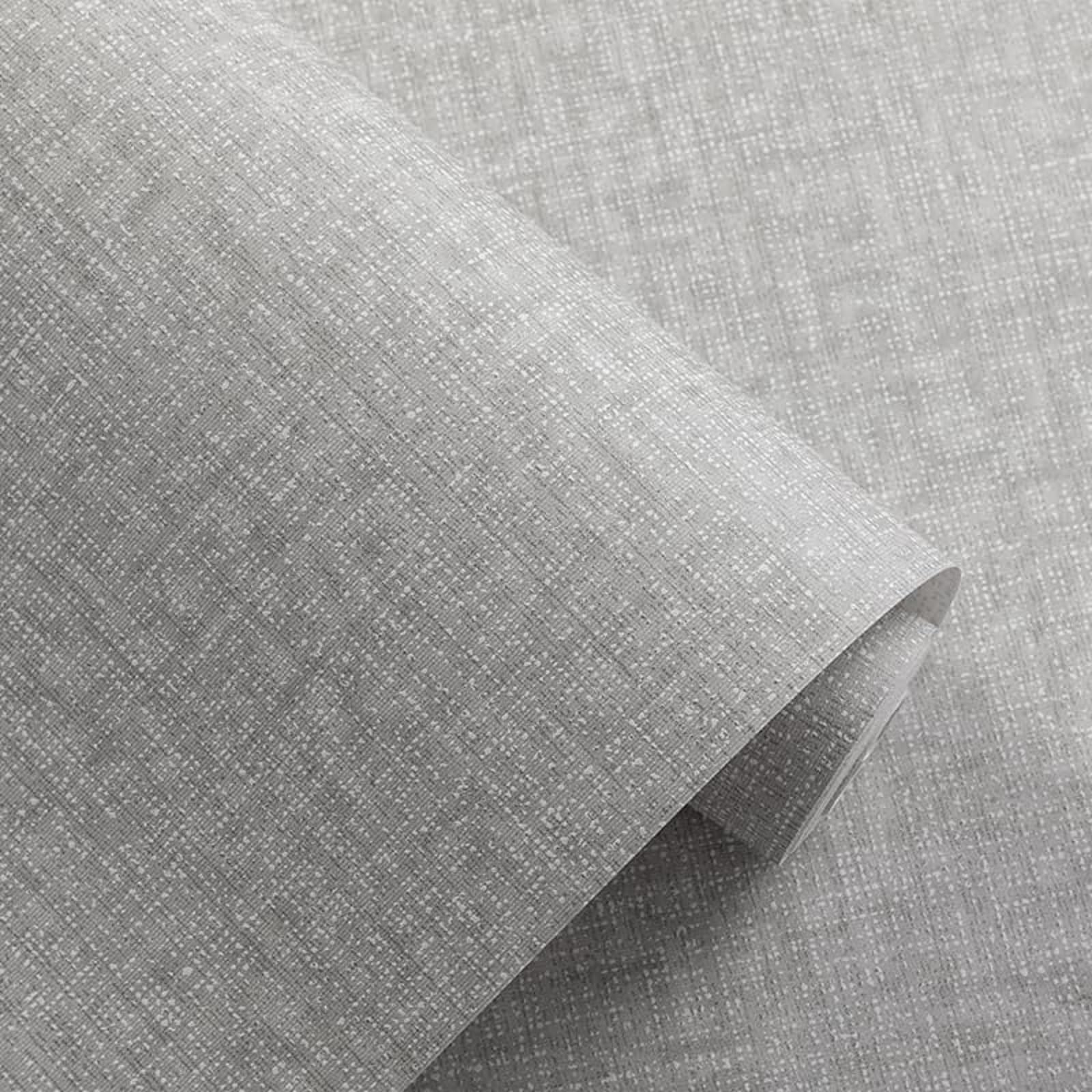 Pamatio Plain Light Gray Linen Texture Wallpaper Non-Woven Living Room Bedroom Wall Decor, Simple Linen Woven Effect Free Matching, for Tv Background Corridor, 9.5m X 0.53m
