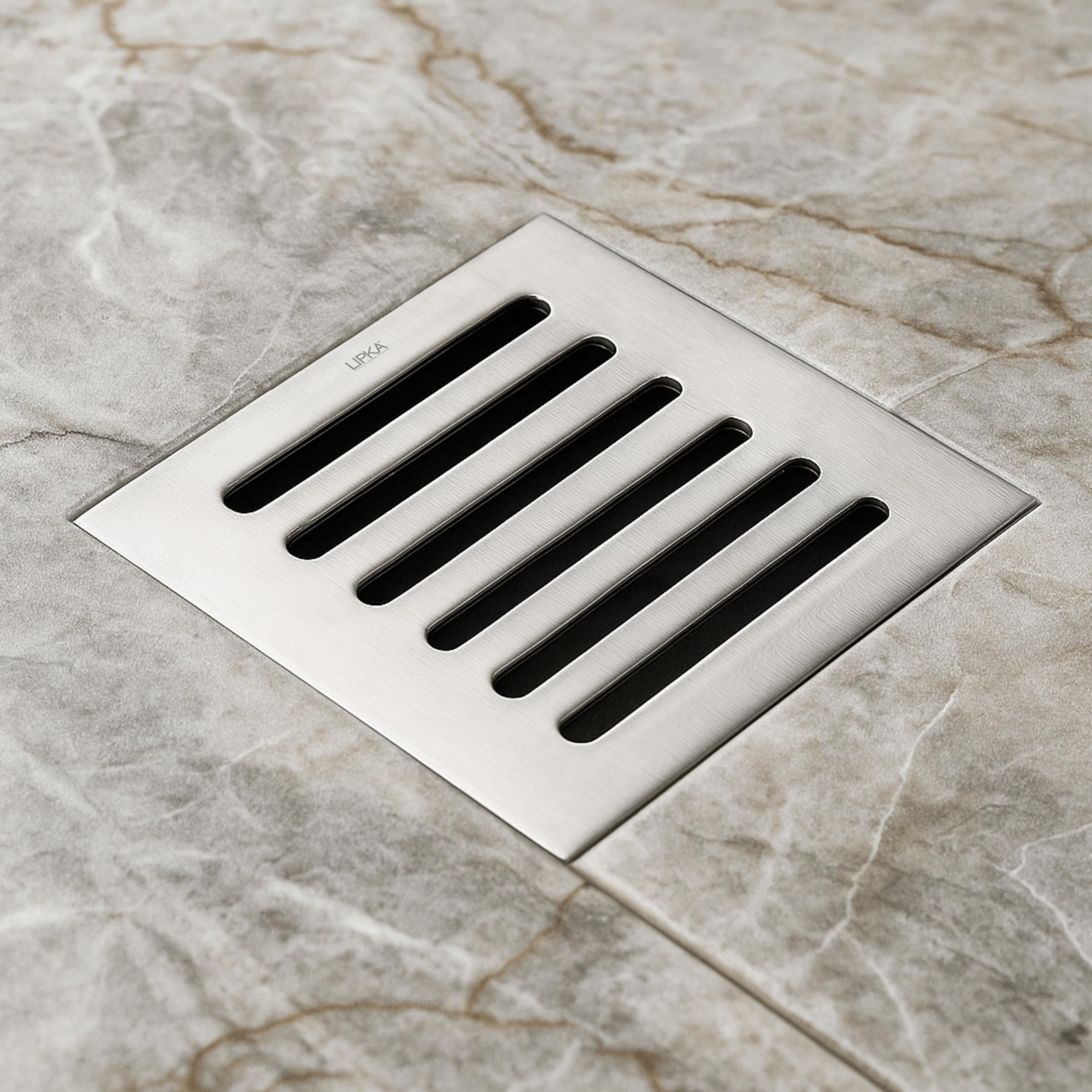 LIPKA Pack of 2 Verticle Grating Floor Drain |Premium Stainless Steel|4 x 4 Inches|Commercial Drain|