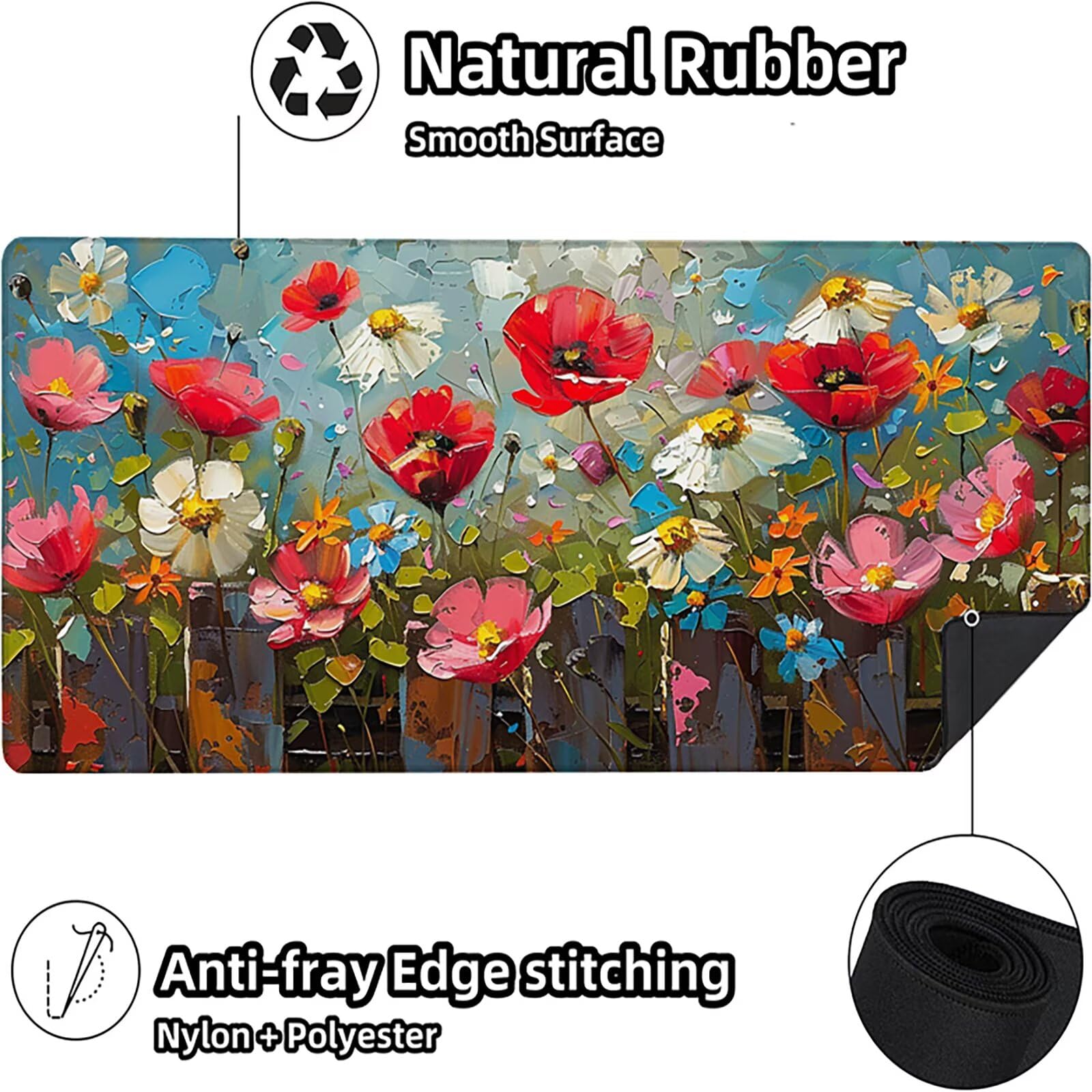 Flor Alfombrilla Ratón Gaming XXL 1500 x 800 mm, Alfombrilla Gaming Rojo Mousepad con Base de Goma Antideslizante, Impermeable Desk Mat para Teclado y Raton, Accesorios Gaming, Regalos de Hombre 9-8