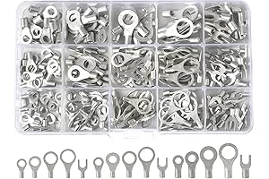 Extensive 260PCS AWG Non-Insulated Ring Fork Terminals for Electrical Connectivity