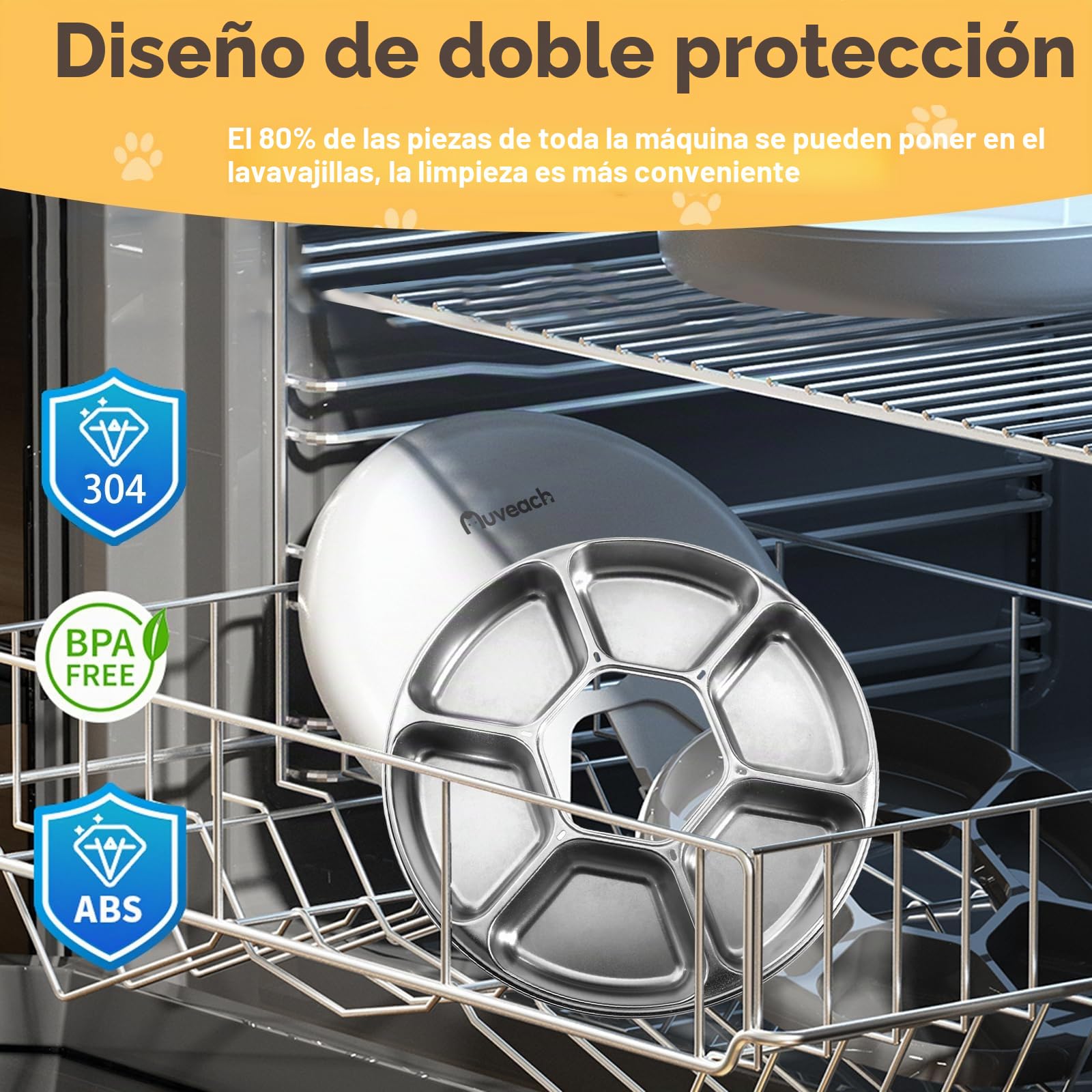 Comedero Automático Comida Humeda para Gatos Alimentador Automatico Gatos con Temporizador Programable y 6 Comidas Dos Paquetes de Hielo para Comida Seca y Húmeda, Protección de Patas