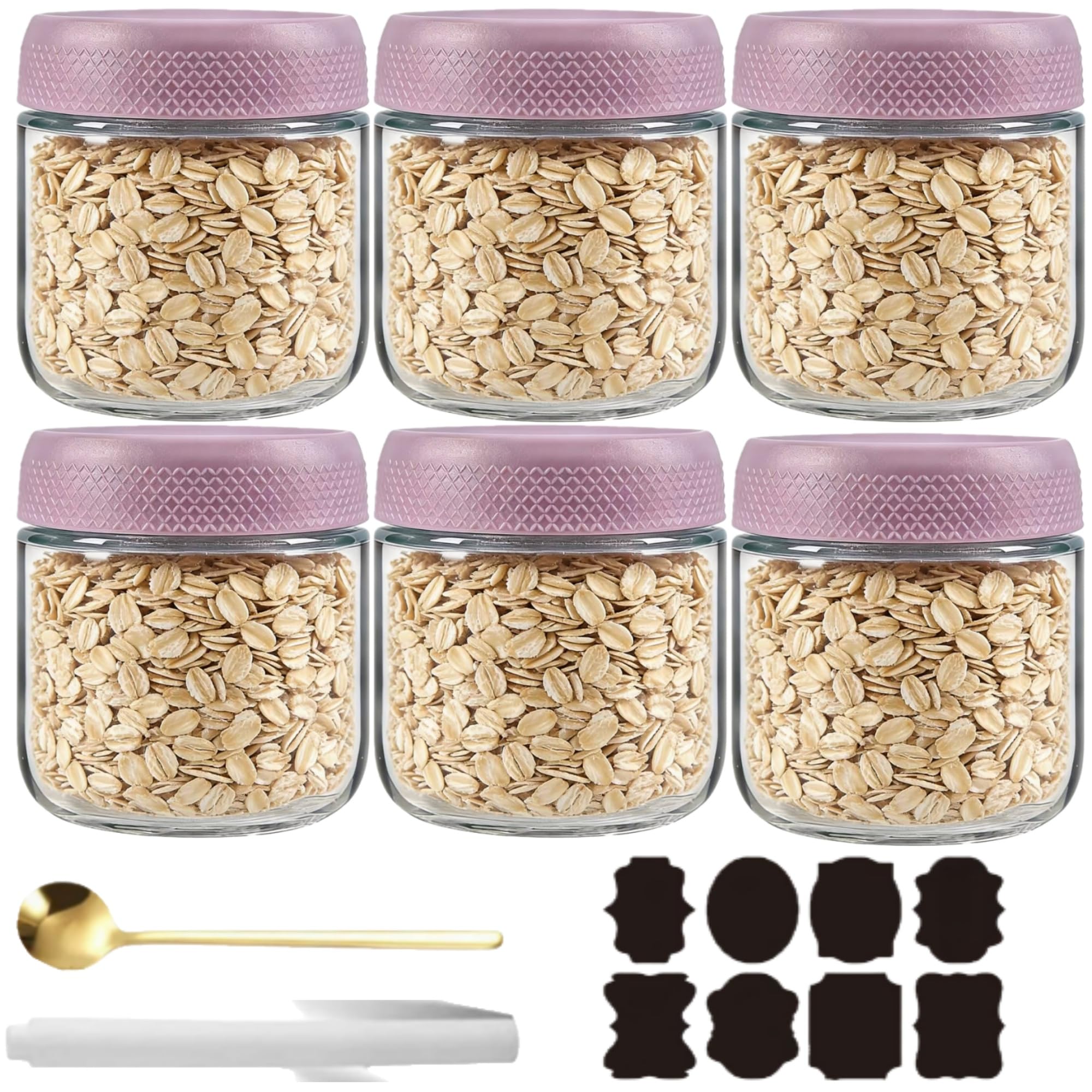 4 szt. niebieski 300 ml Overnight płatki owsiane posiłek prep sałatka żywność musli przekąski pojemnik pudding jogurt Storage Sealable Jar (6fioletowy, 300 ml)