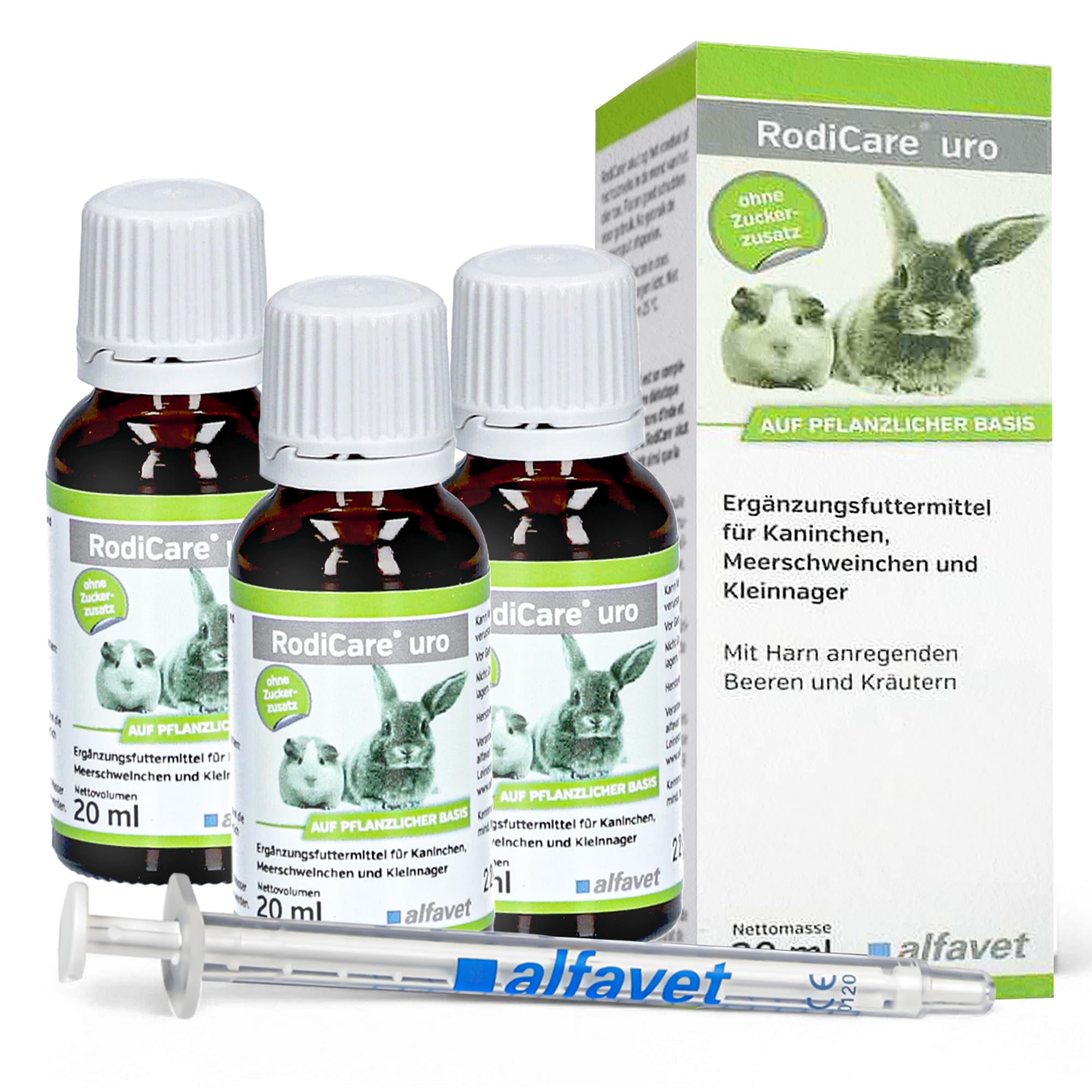 Alvafet RodiCare URO – 3 x 20 ml – Supplément alimentaire pour lapins, cochons d'Inde et petits rongeurs – pour réduire la formation de calculs urinaires - 2