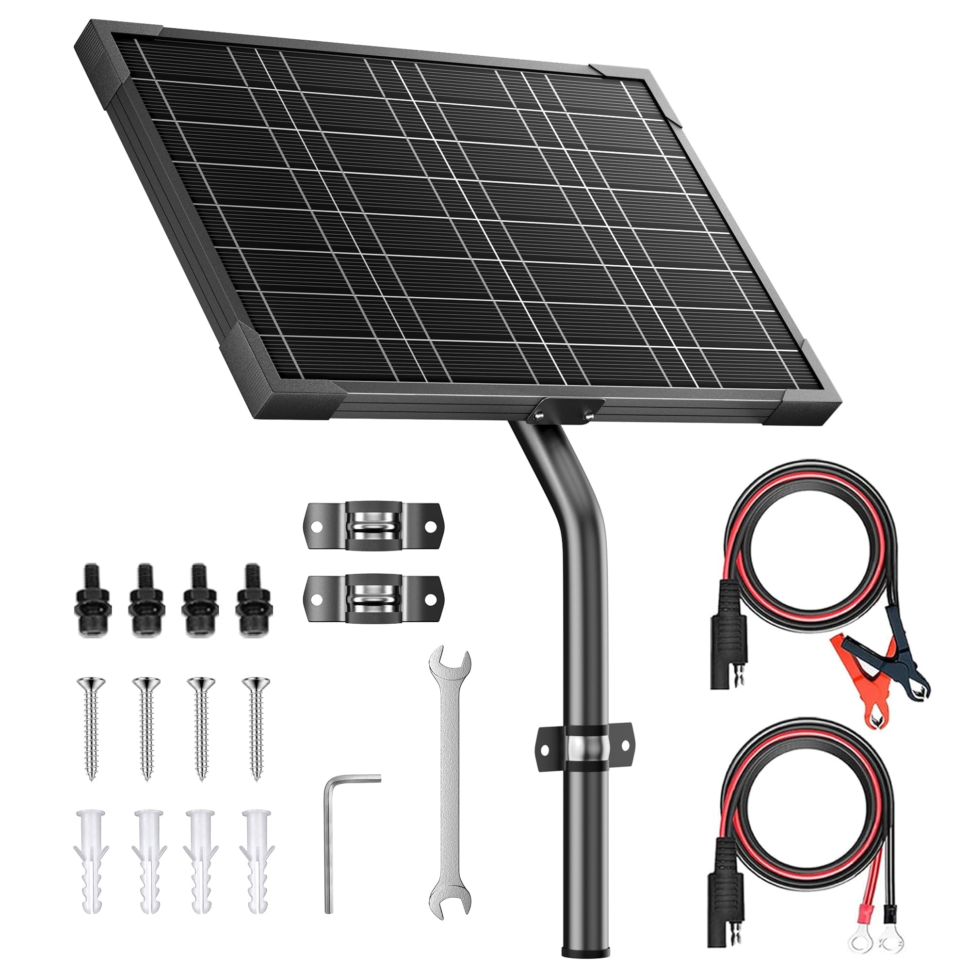Voltset 10 Watt Solar Panel Kit Powered Charger, 12V Waterproof Solar Battery Trickle Charger & Maintainer with Tubular Bracket + Installation Tool for Automatic Gate Opener, Electrical Fence-image-35