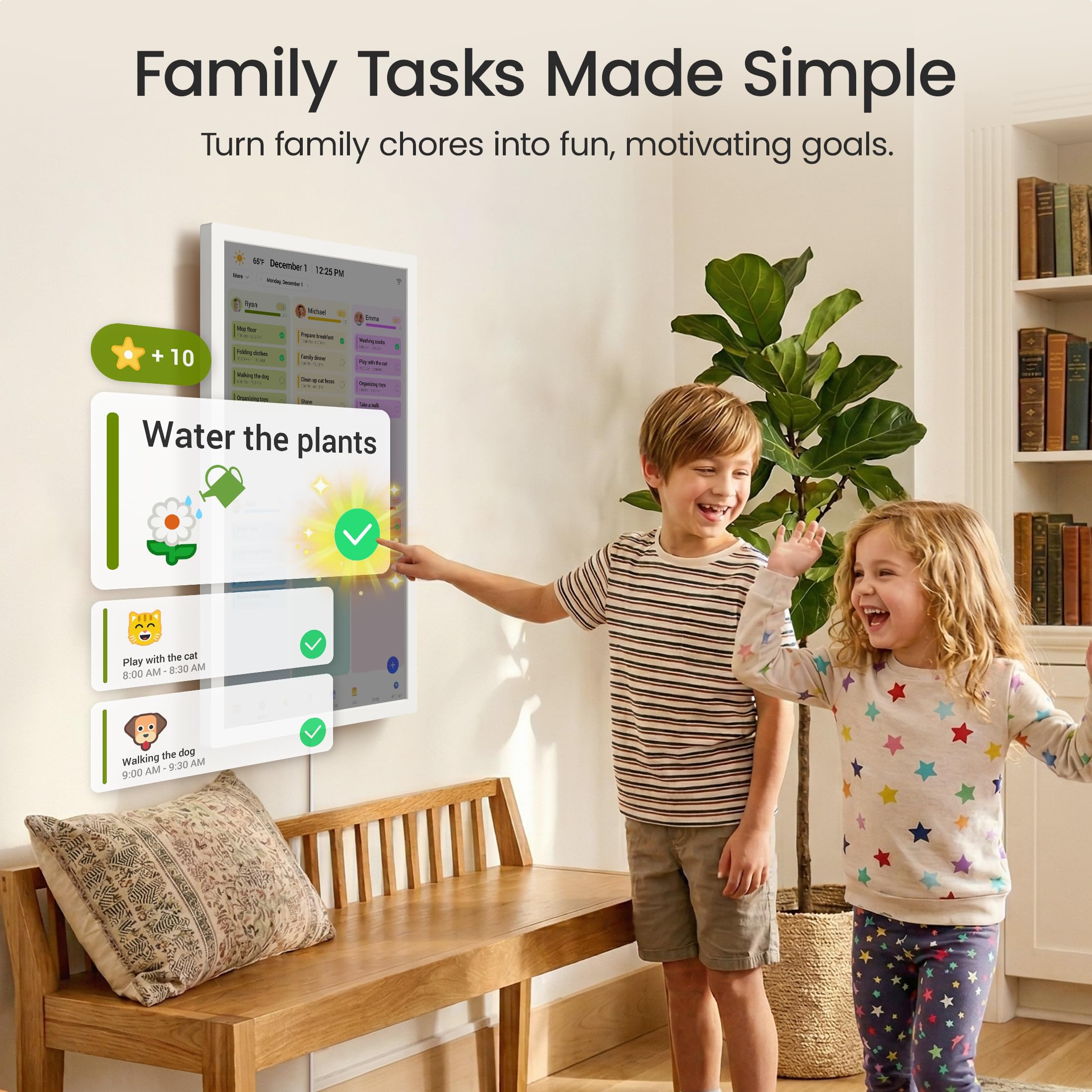 Dragon Touch 68,6 cm (27 Zoll) digitaler Kalenderaufgabendiagramm - 1080P Full HD interaktiver Touchscreen, intelligenter Familienplaner, Herd-Display, digitaler Kalender, Wand- und