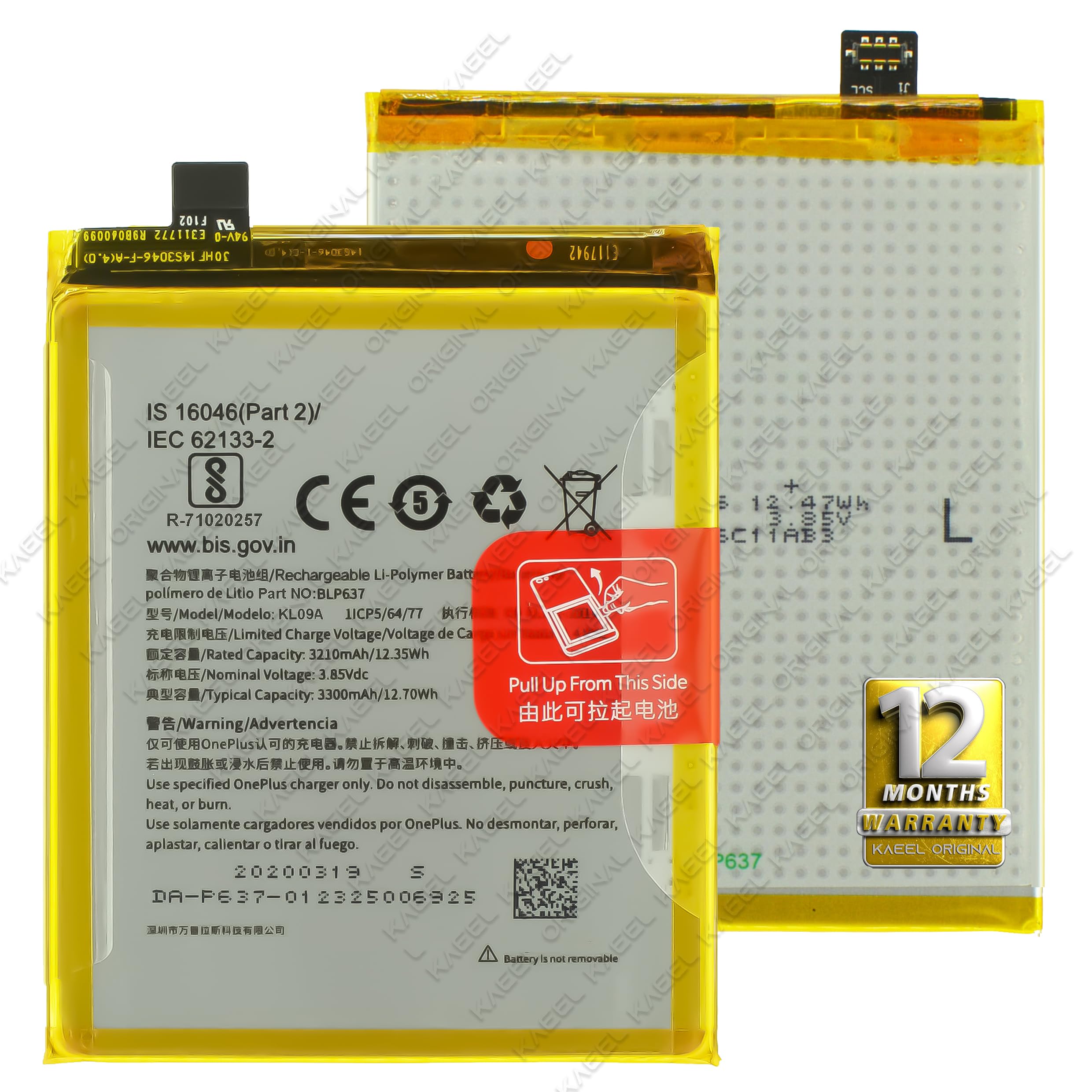 KAEEL ORIGINAL KL09A BLP637 Battery [3300mAh] for Oneplus 5 A5000 / Oneplus 5T A5010 with 12 Months Warranty. (B09KC2N367) Amazon Price History, Amazon Price Tracker