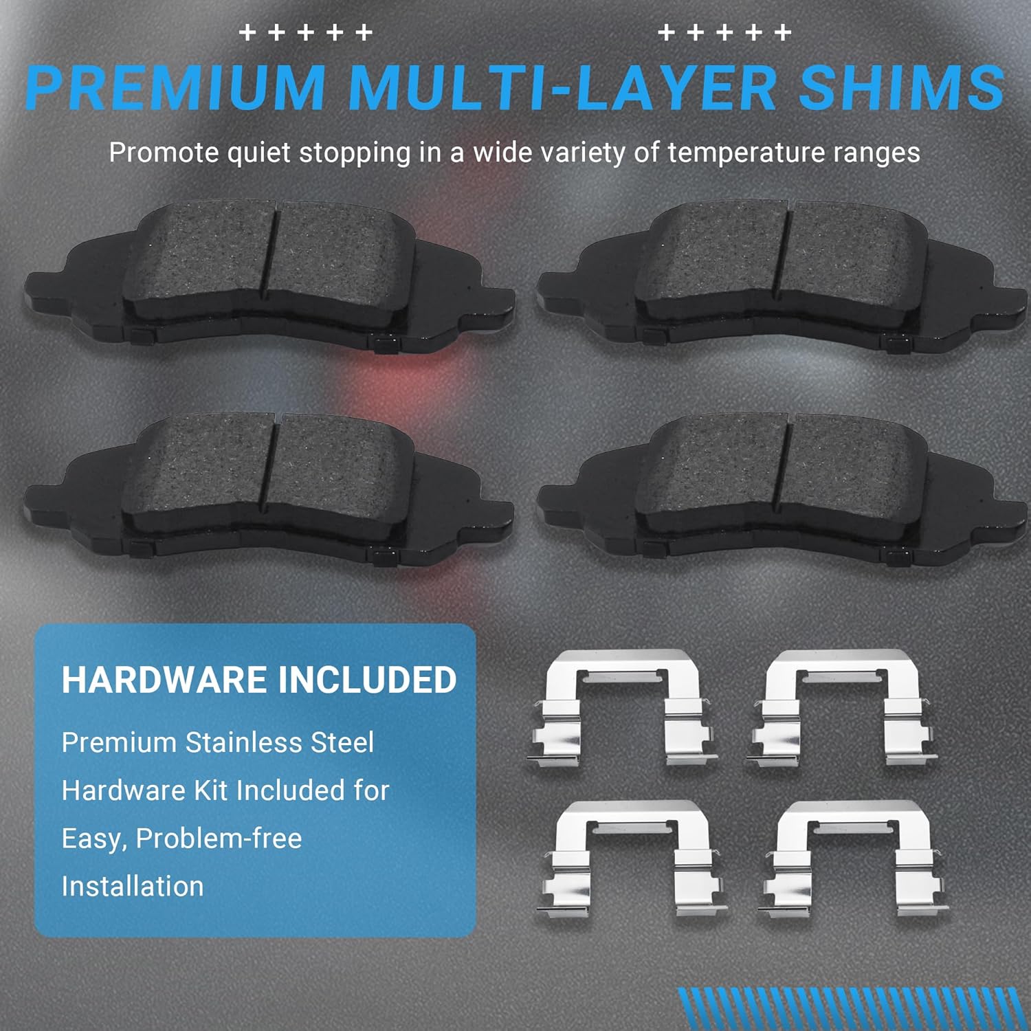 Front Brake Pads Set Compatible with Chrysler 200 Sebring, Dodge Avenger Caliber, Jeep Compass Patriot Automotive Replacement Brake Pads Semi-Metallic D1285