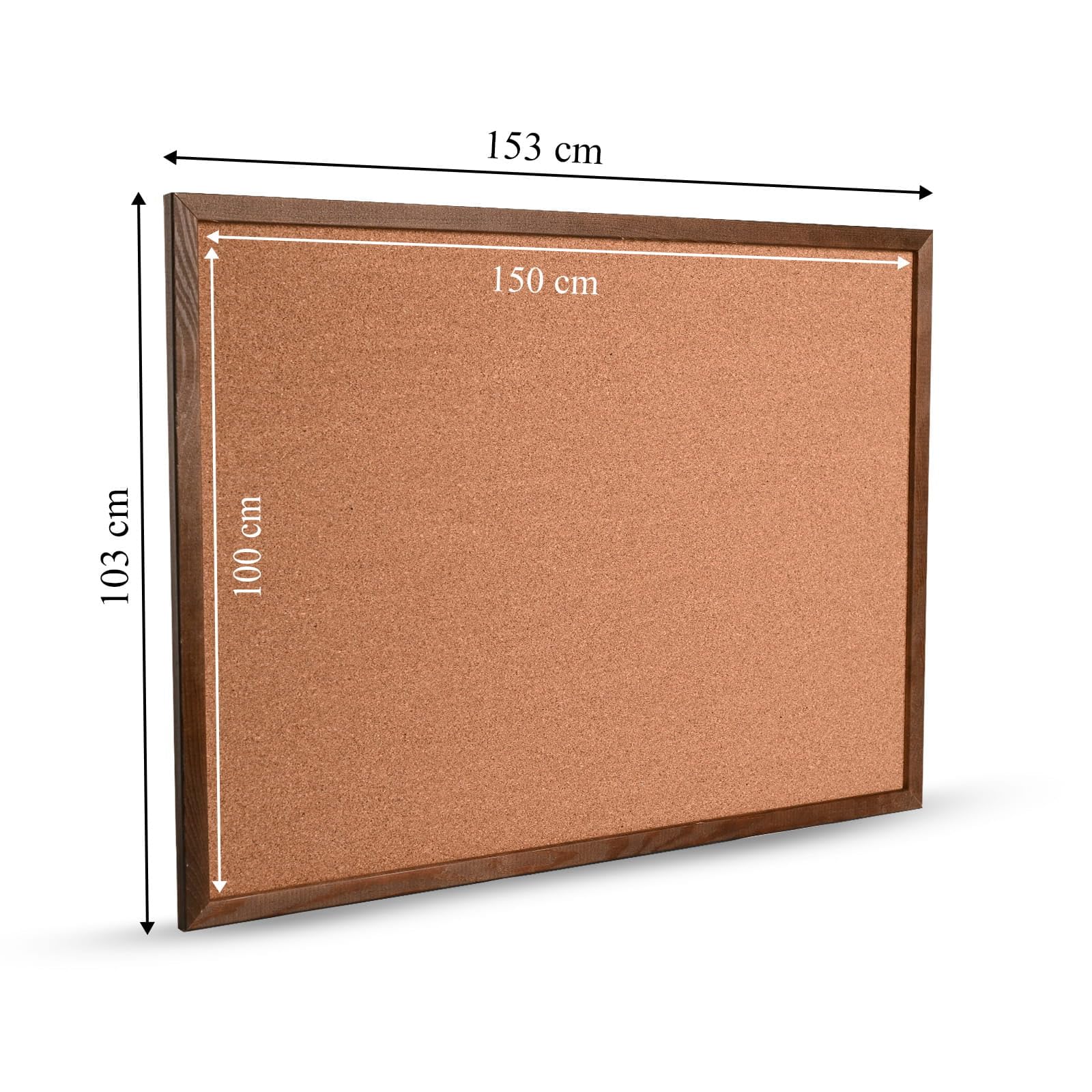 MG Design Pinnwand in Braun Holzrahmen 100 x 150 cm – Korktafel für Notizen, Fotos und Pläne für Zuhause, Büro und Schule