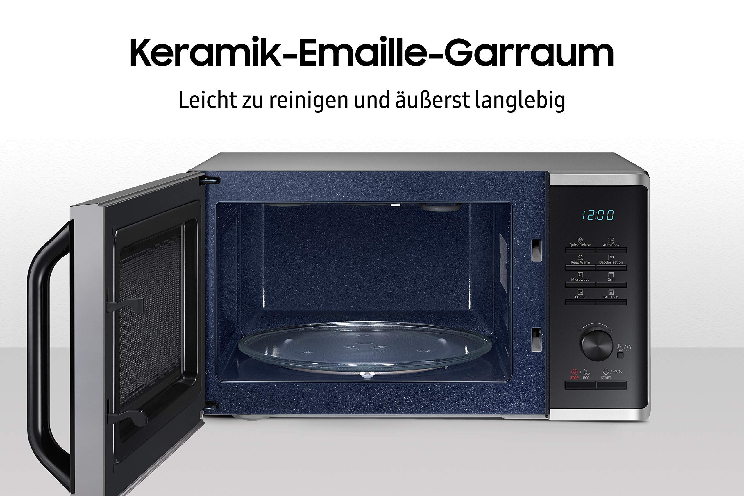 Samsung MG2AK3515AS/EG Mikrowelle mit Grill, 800 W, 23 ℓ, 48,9 cm, Quick Defrost, 27 Automatikprogramme, Silber