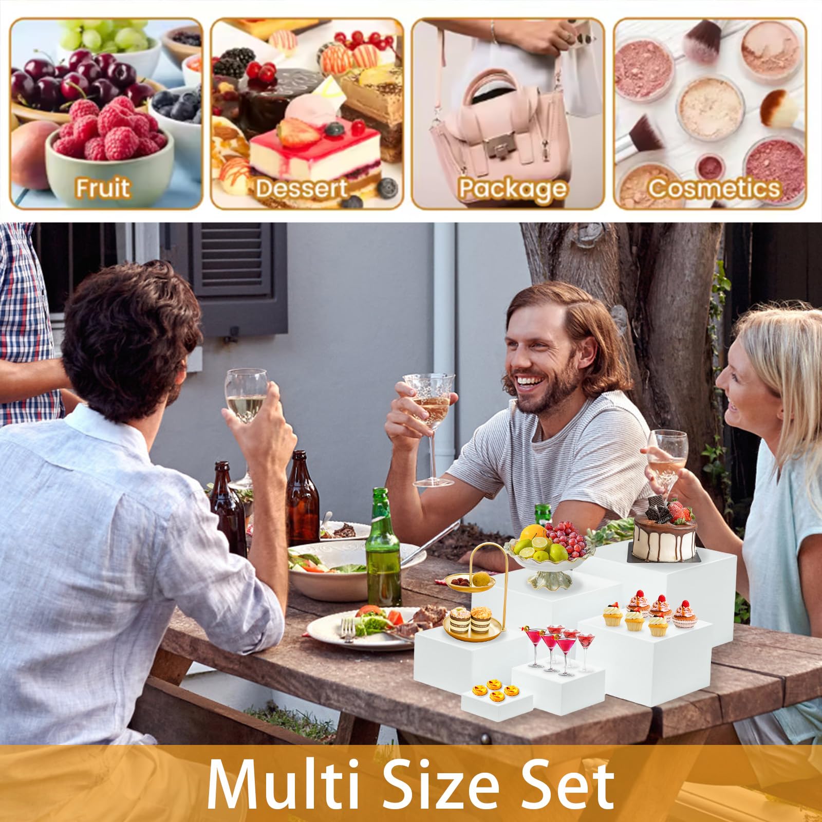 6 Paquetes Soporte para Tartas, Soporte Exhibición de Alimentos para Buffet, Estantes Expositor Donuts, Mesa Dulce Accesorios para Bodas/Fiestas/Eventos Caja de Almacenamiento para Joyas, Cosméticos