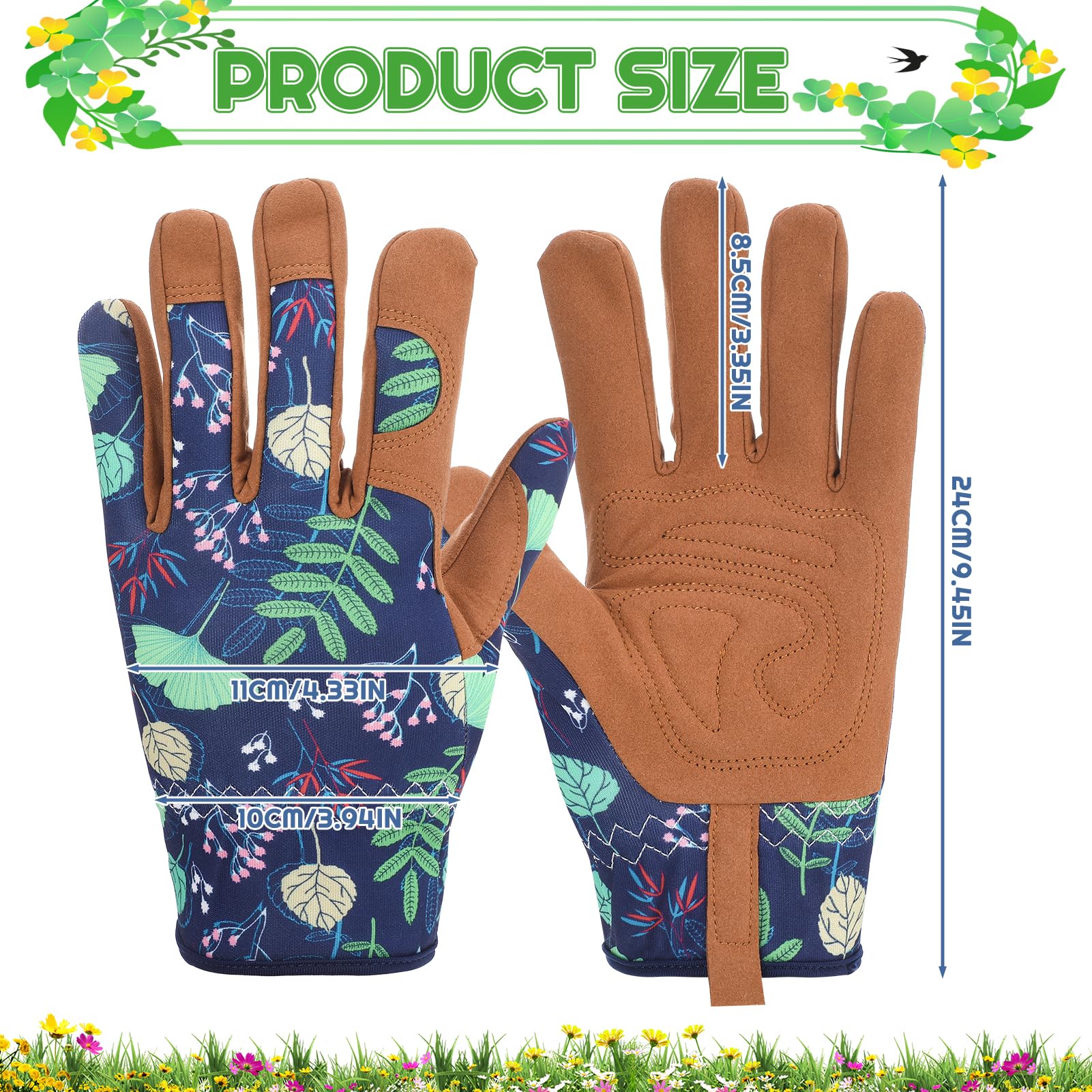 Gartenhandschuhe für Damen, Dornensichere Gartenhandschuhe, lange und kurze Leder-Gartenhandschuhe, flexible und atmungsaktive Arbeitshandschuhe für Rosenschnitt und Jäten, 2 Paar