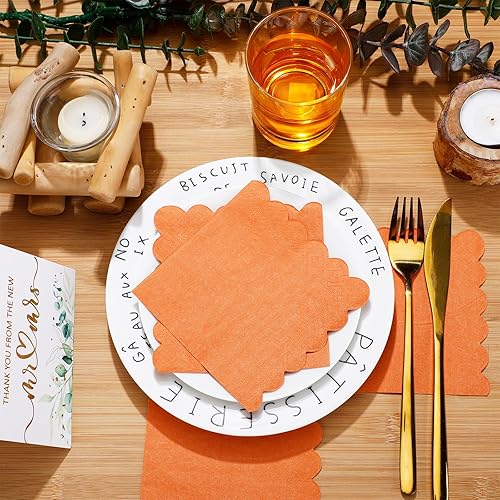 Miniatura 3 de Fuutreo 100 servilletas de cóctel festoneadas de papel grueso, desechables, para fiestas, bodas, cenas, suministros de cumpleaños, 5 x 5 pulgadas