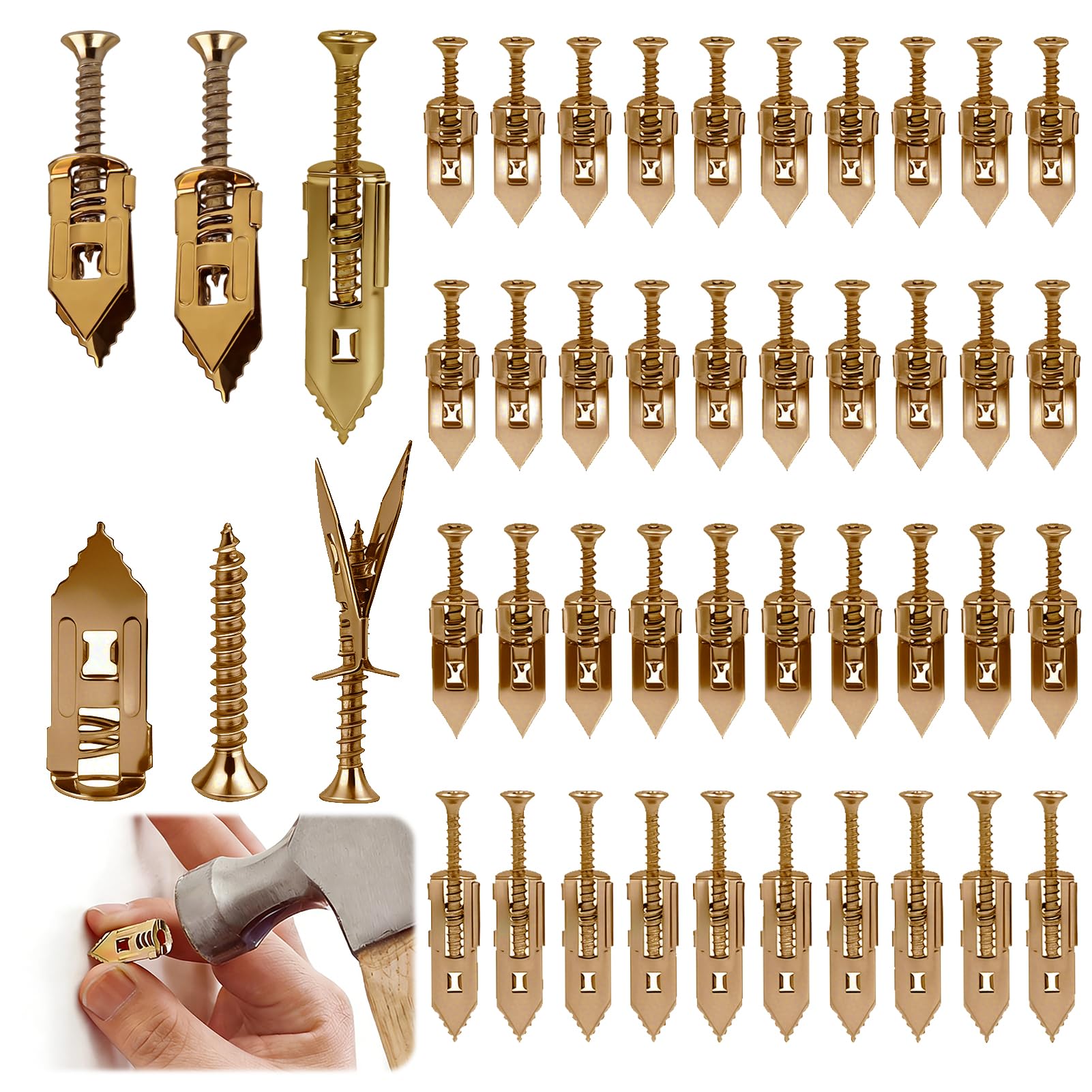80 Pcs Plasterboard Fixings, Drywall Anchor Set, Heavy Duty Plugs And Screws Kit, 3 Sizes For Reliable Plaster Board Mounting In Home Office, Hanging Picture Clock Wall Light Cabinet