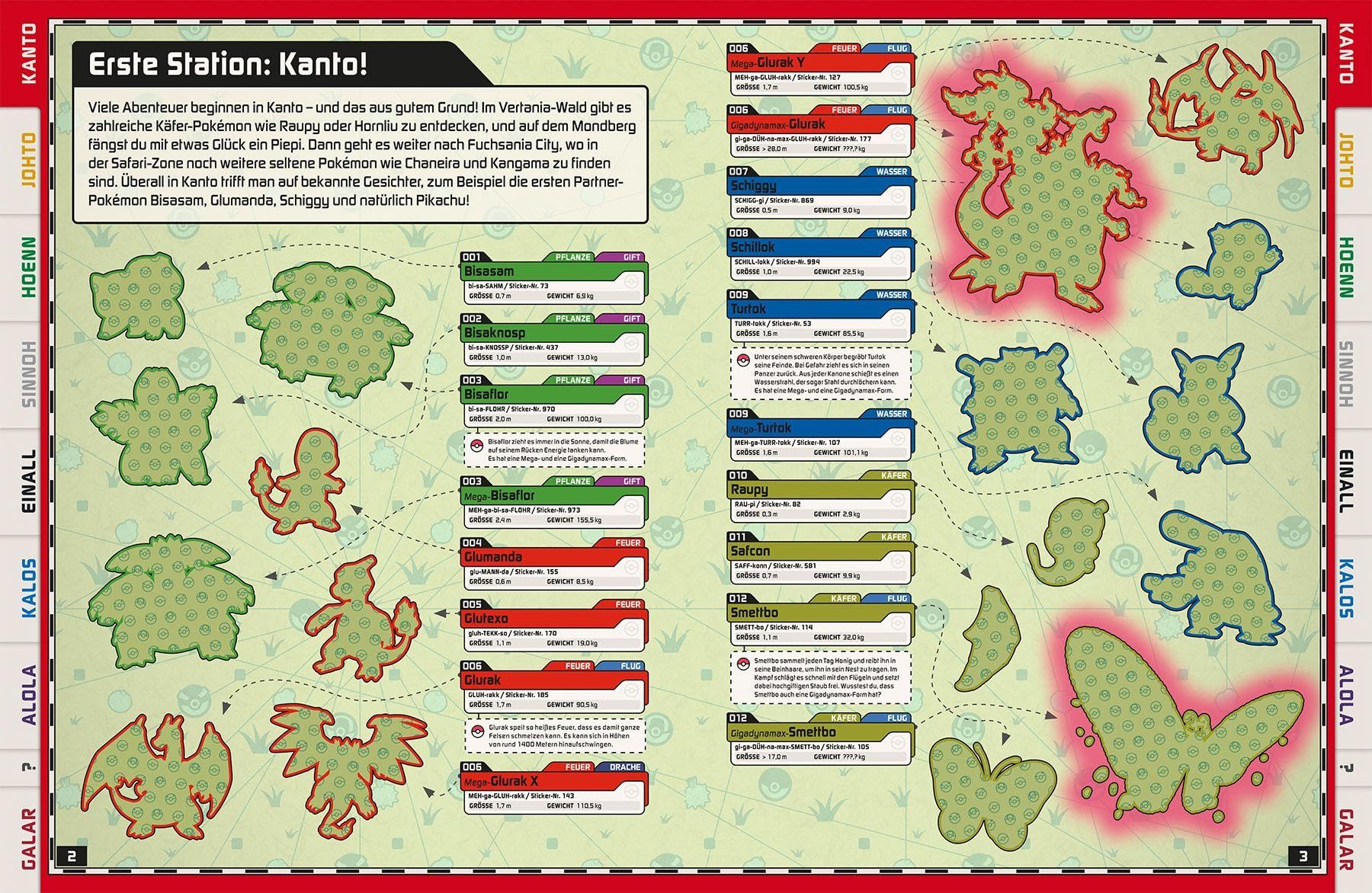 Pokémon: Das große Stickerbuch mit allen Regionen von Kanto bis Galar: mit über 1000 Sickern
