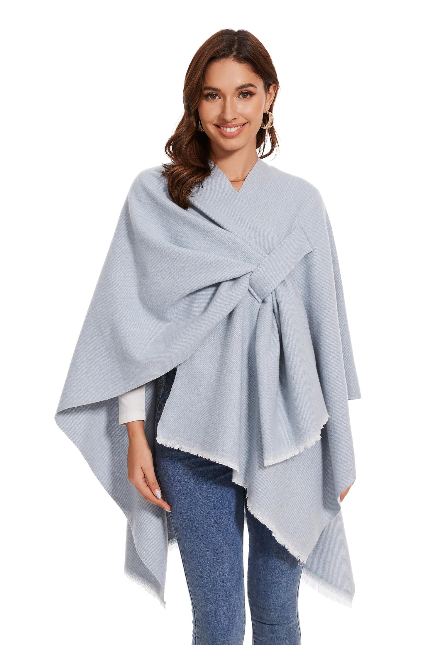 colornival Elegante Mantella da Donna con Fronte Aperto Poncho Morbido, Adatto per Primavera, Autunno e Inverno