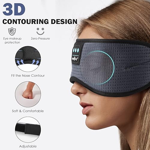 Miniatura 2 de MUSICOZY White Noise Sleep Headphones, Bluetooth 5.2 Sleep Mask 3D Wireless Music Sleeping Headphones Earbuds for Insomnia Yoga Travel Office Relax