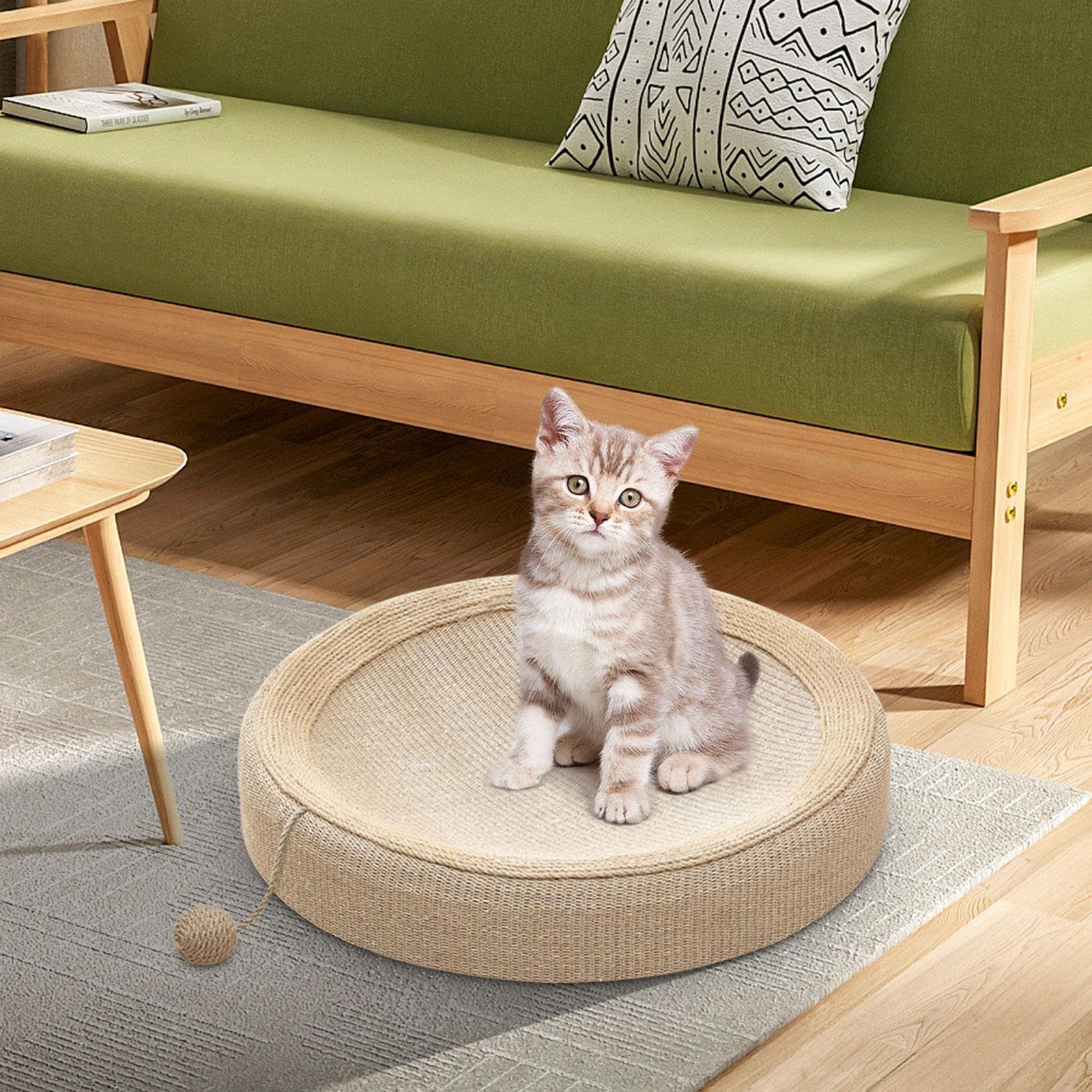 Griffoir pour Chat, Résistant à l'usure, Portable, Antidérapant, pour Chatons, à Poser sur Le Canapé, Accessoire pour Animaux, Canapé, Nid, Boule Ronde et sisal