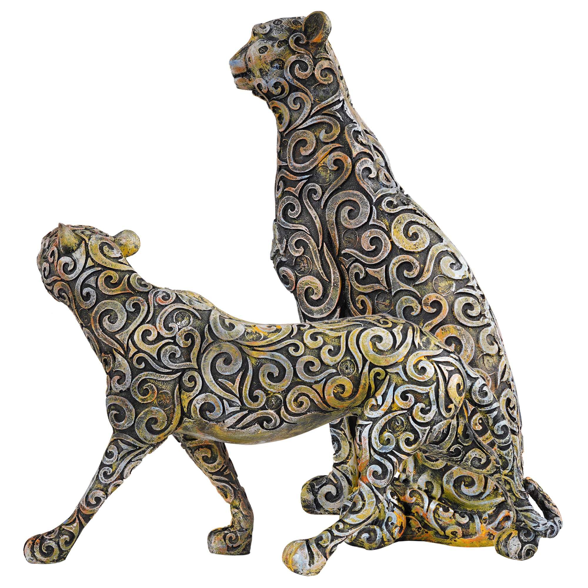Keshab Products Panther Animal Showpiece Antique Sculpture for Home Decor Showpiece Figurine Set of 2 -3