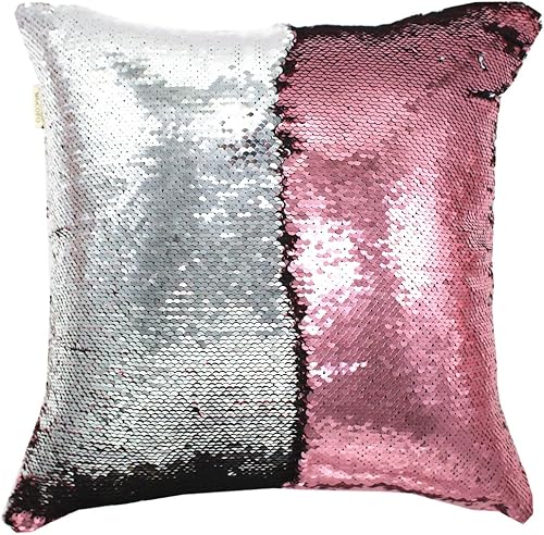 Funda de cojín de MOCOFO, con lentejuelas, de dos tonos, reversible, 15.7 x 15.7 pulgadas