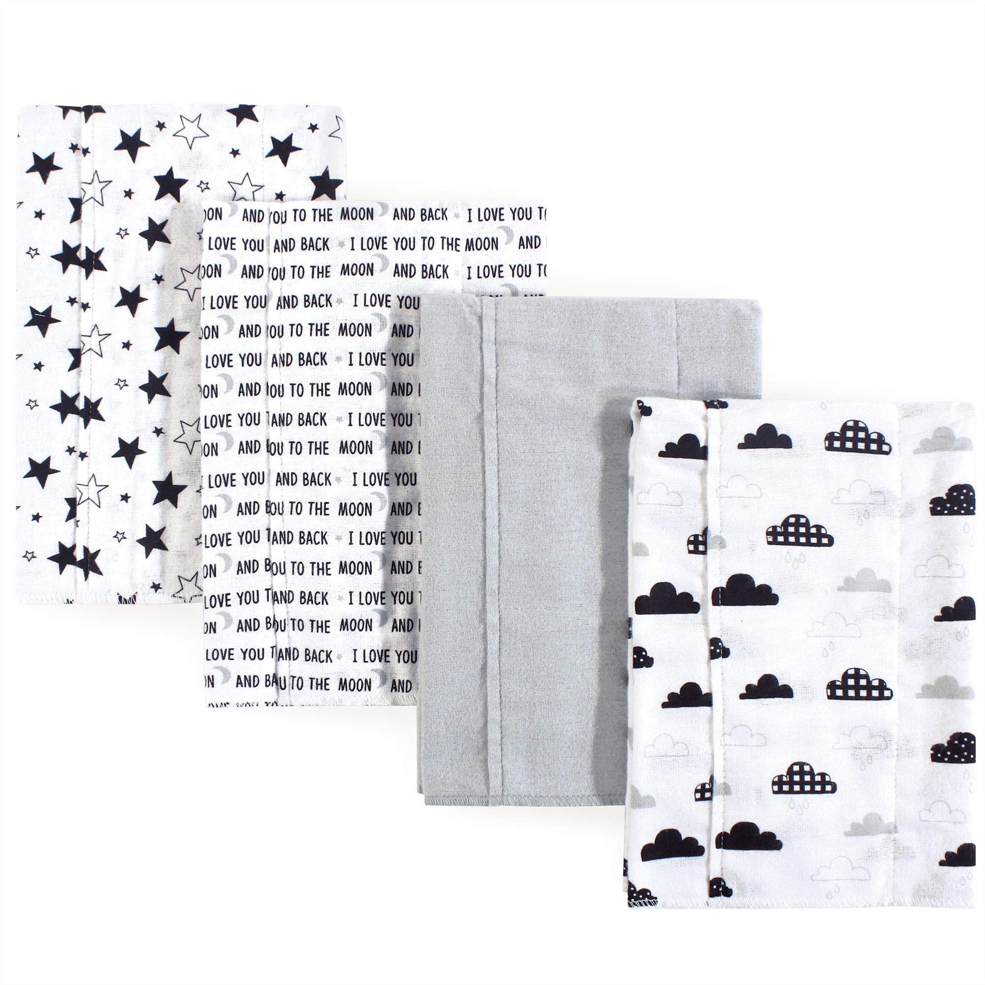 Hudson Baby Unisex Baby Cotton Flannel Burp Cloths, Moon And Back...