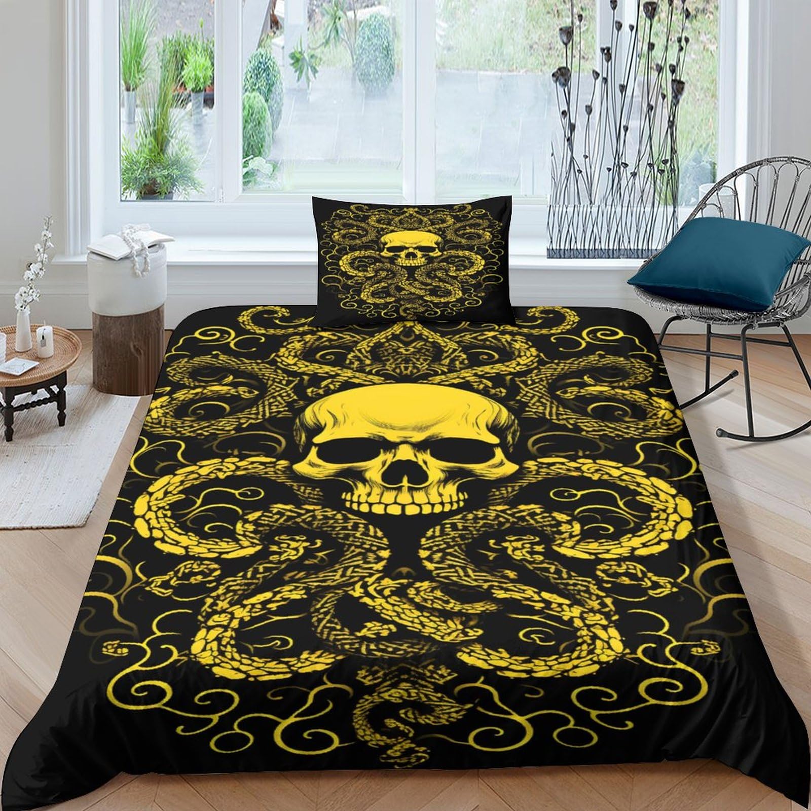 Housse de couette 135x200 cm aux finitions soignées en microfibre dorée