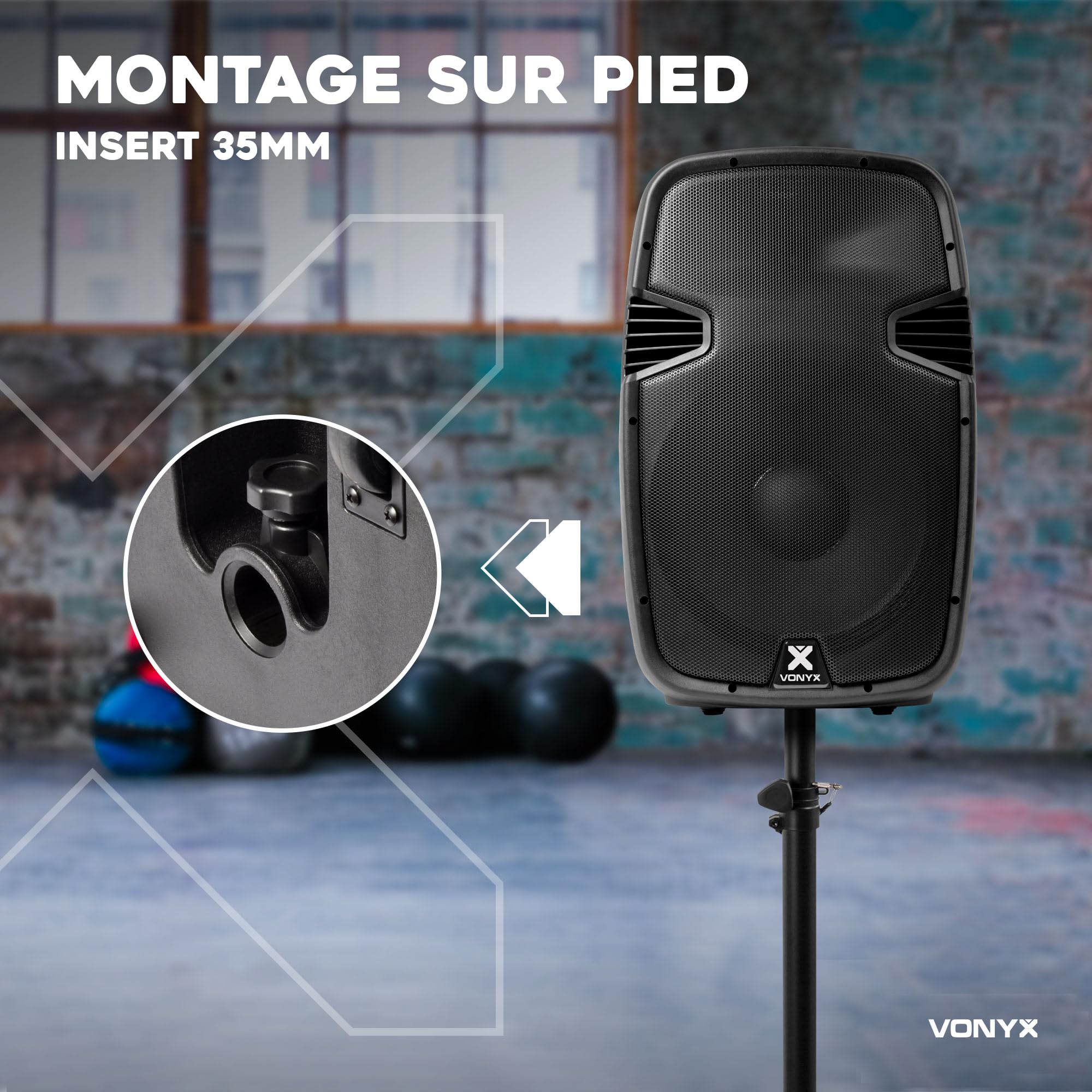 VONYX SPJ-1500A Enceinte Active 15" 800 Watts, Enceinte Amplifiée, Sonorisation Professionnelle, Boitier ABS Solide, Haut-Parleur Mobile, Woofer 15 Pouces, Entrée Ligne Micro