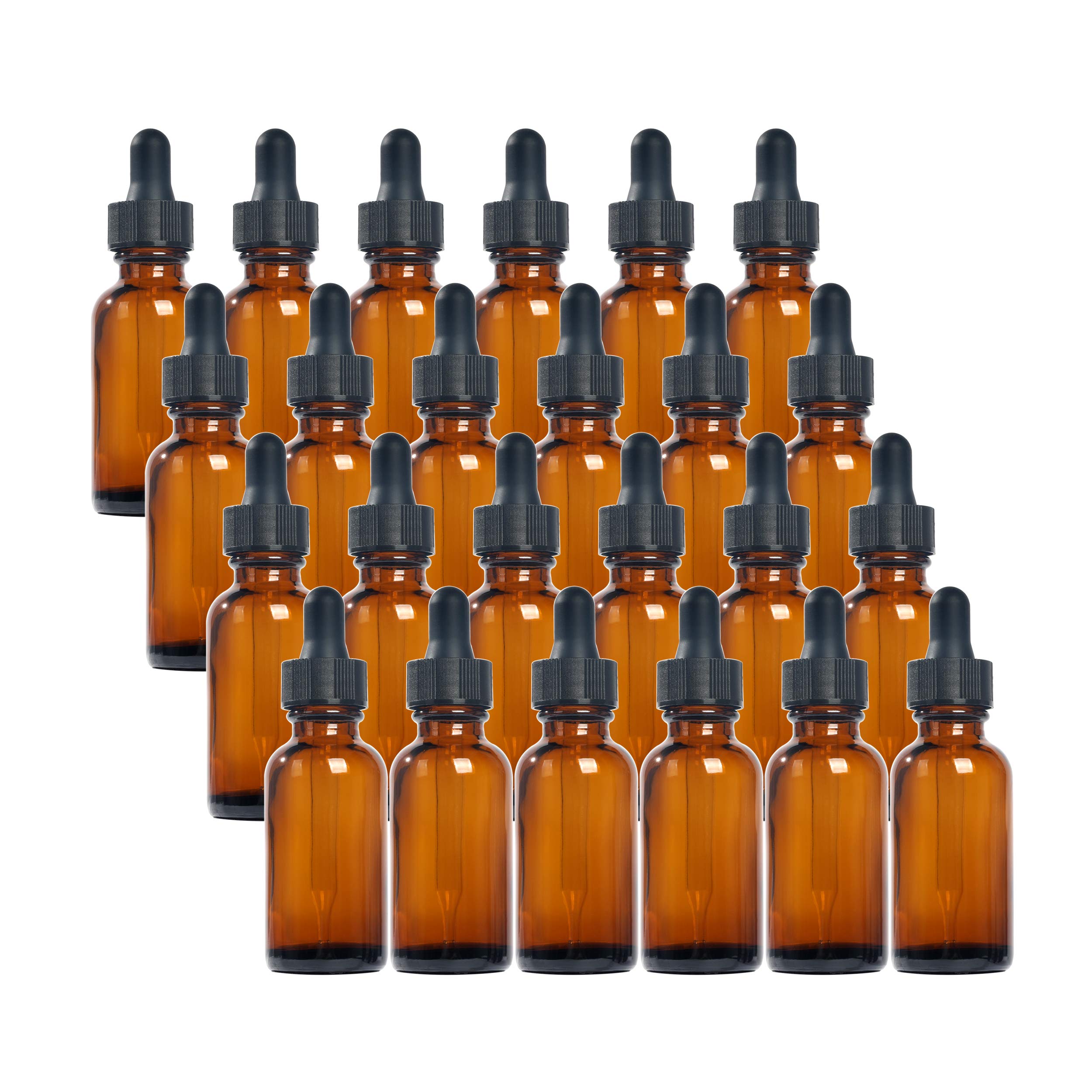 Magic Season Amber Boston Round Glass Bottles ( / 30 Ml With Droppers / 24 Pcs)