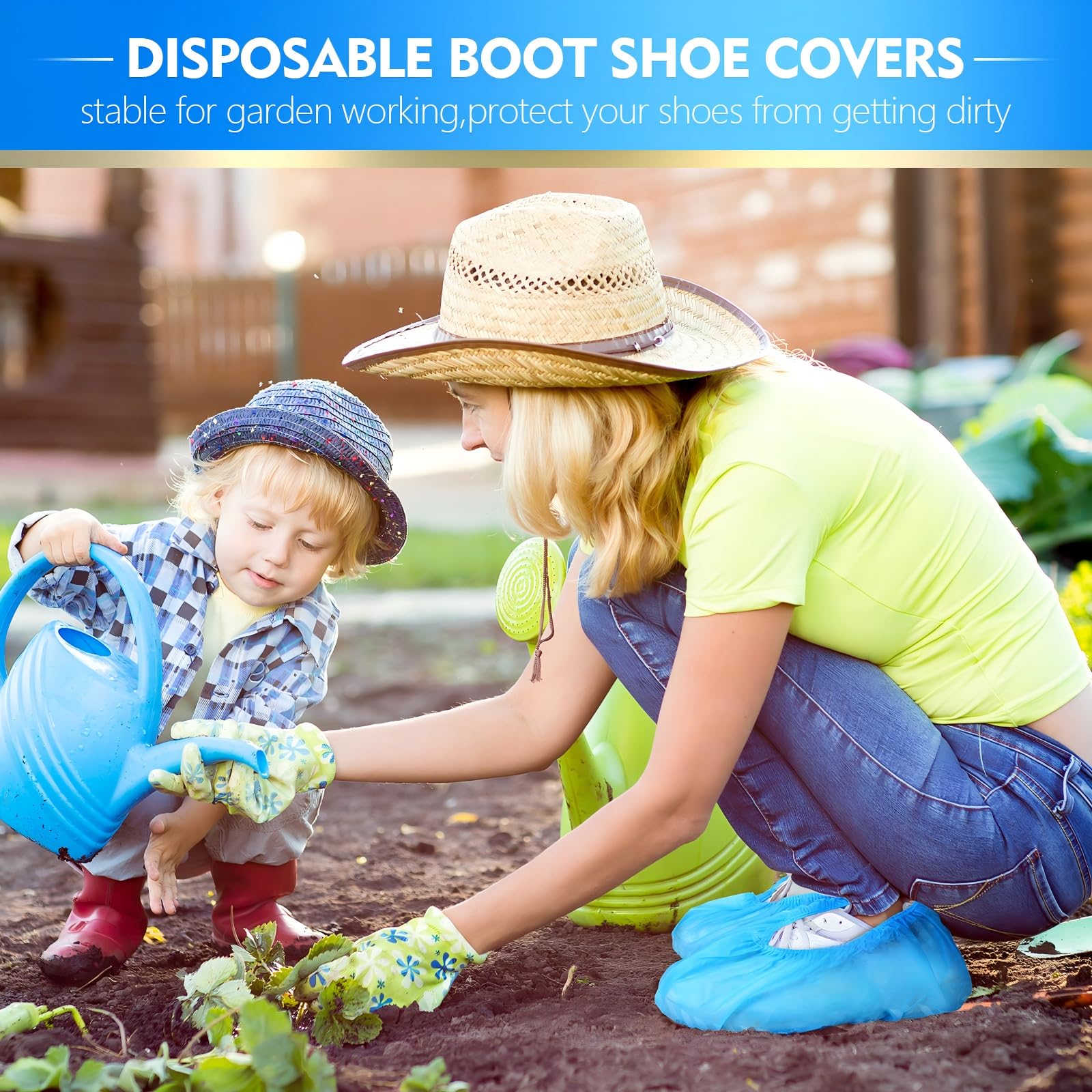 Lot de 300 housses de chaussures jetables antidérapantes pour chaussures - Pour intérieur et entrepreneurs - Taille unique - Bleu