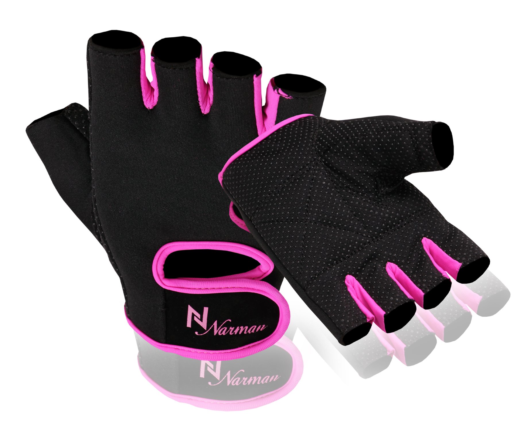 Black/Pink Ladies Weight Lifting Gloves NEOPRENE Gym Training Body Building Fitness Straps (XL)