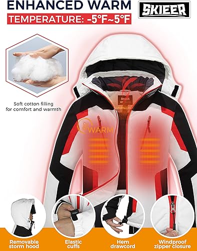 Miniatura 5 de Skieer Chaqueta de esquí impermeable para hombre, abrigo de nieve a prueba de viento, chaqueta de snowboard cálida, Nieve