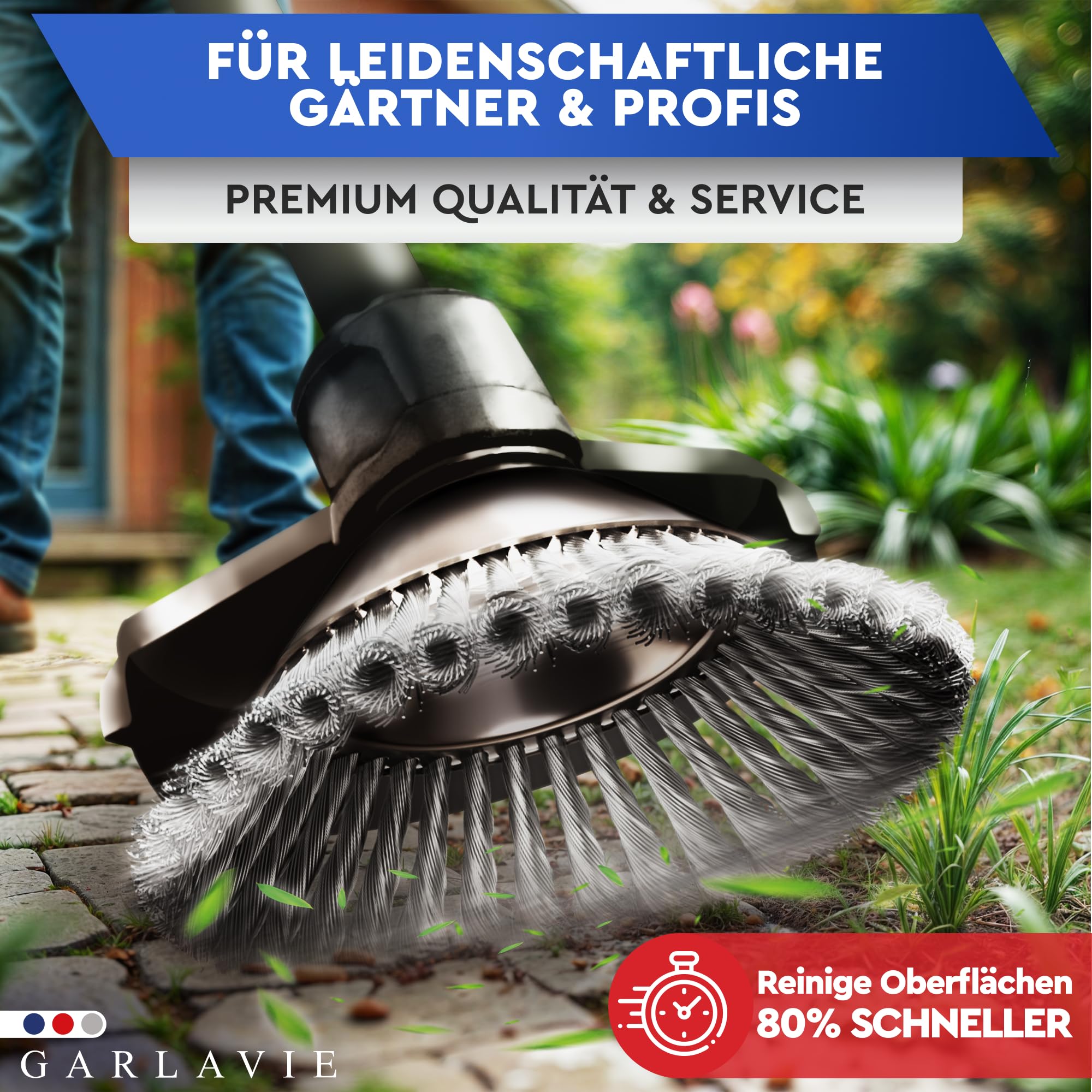 Profi Unkrautbürste Freischneider mit 25,4mm Bohrung - Hochwertige Wildkrautbürste für Motorsense - Drahtbürste Freischneider für effektive Moosentfernung, Silber