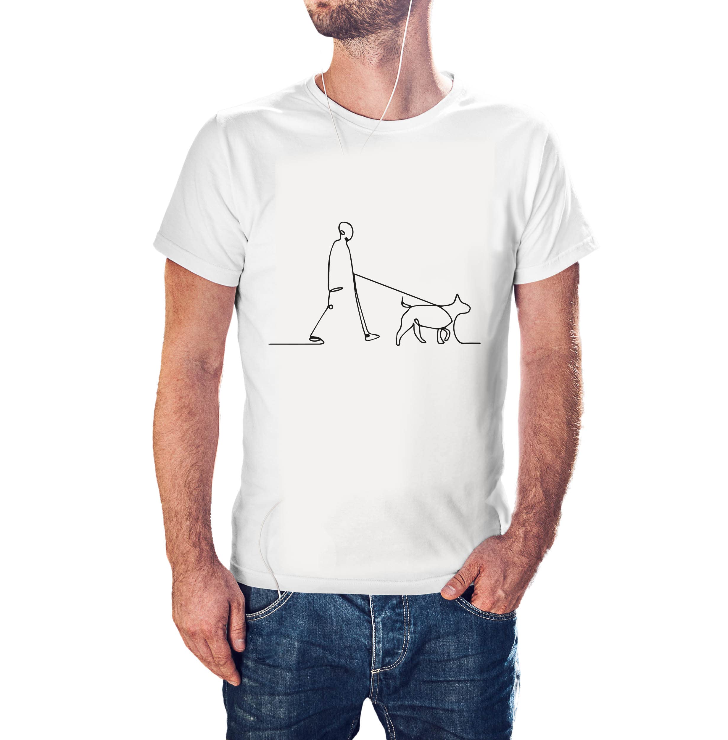ZapCap Mart Dog Single LINE Walking 100% Cotton Round Neck Graphic Printed T Shirt for Men Women, Dog Lover t Shirt, Dog Pattern t Shirt, Pet Lover t Shirt. White (B0C71L9YV1) Amazon Price History, Amazon Price Tracker