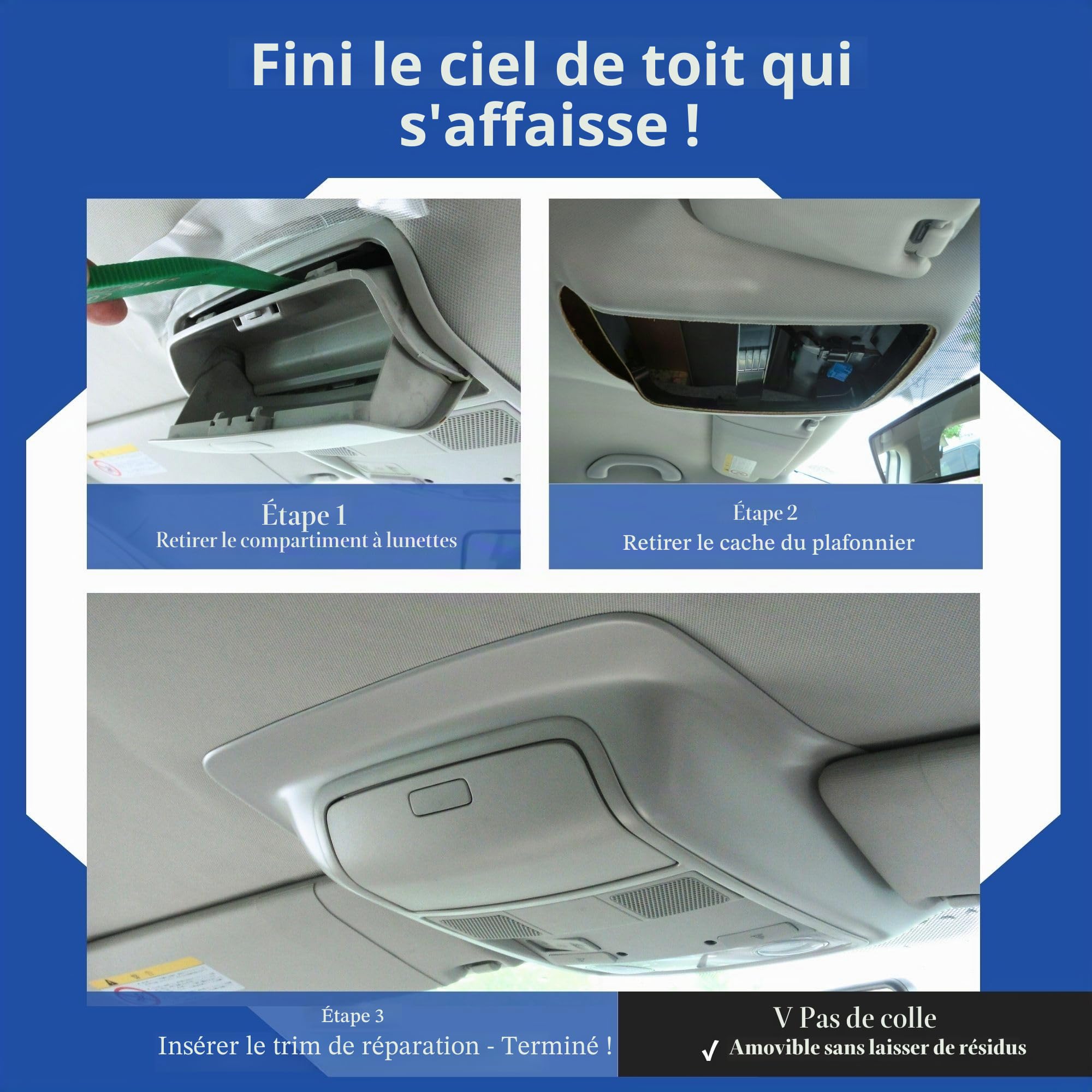 CASPORT Ciel de Toit Qui se decole pour vw Golf MK5 Garniture de Voiture Kit de Reparation de Toit (Gris Gaufré, Golf5 2003-2008 Avant)