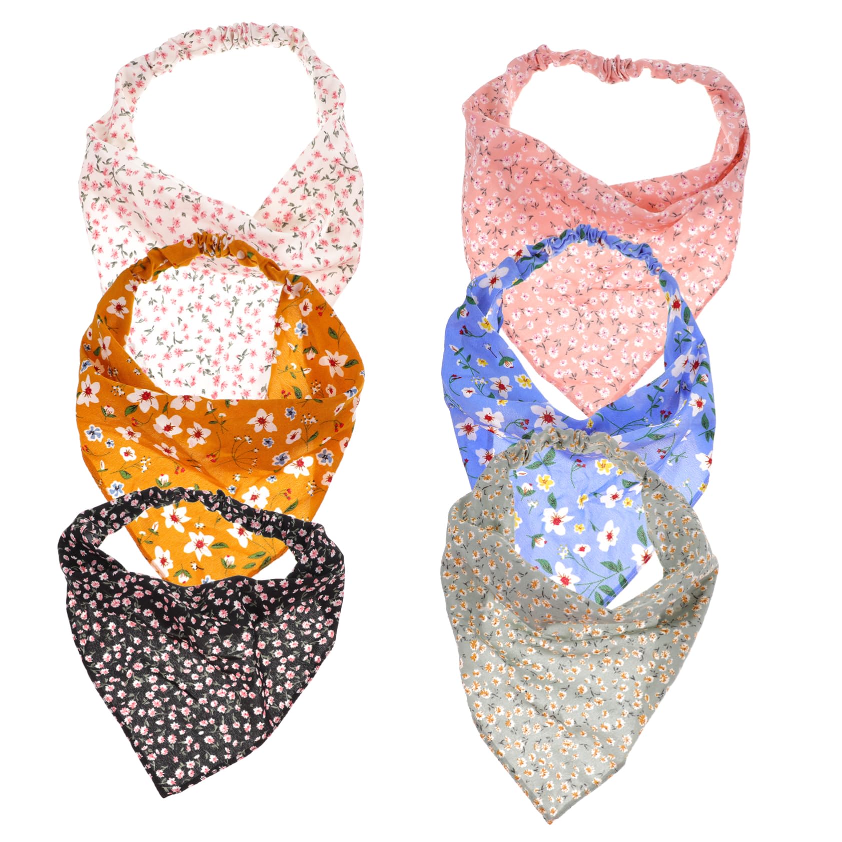 FRCOLOR 30 Pz Foulard Floreale Con Fascia Elastica Foulard Da Stoffa Floreale Sottile 6 Pezzi Sciarpa Floreale Truccare La Fascia Fasce Da Fascia Per Trucco Tessuto