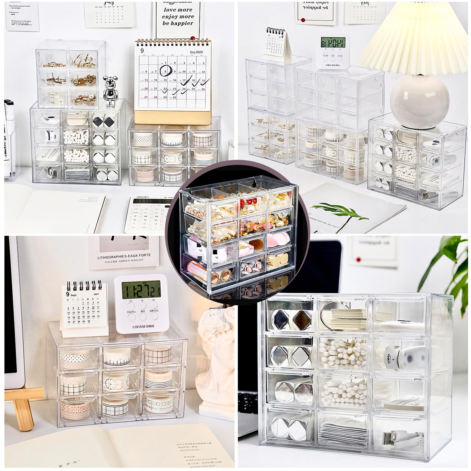 Étagère Cubes Relaxdays 6 Casiers Transparent - Rangement Modulable 105x70x35cm