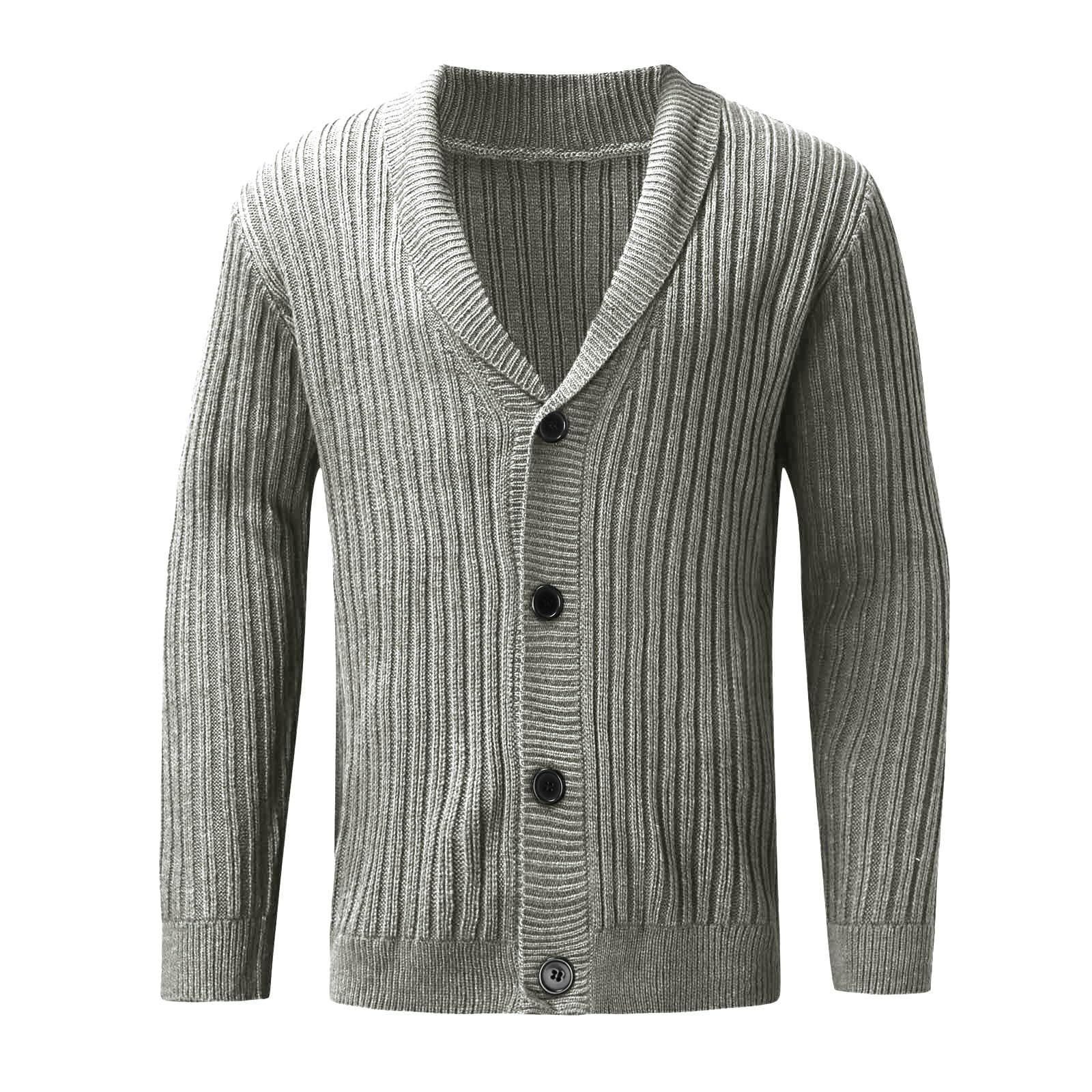 Cárdigan De Punto para Hombre, Chaqueta Punto Botones Hombre Manga Larga Cárdigan De Punto Trenzado Casual Cuello De Chal Abotonado con Bolsillos para Exterior El Ocio